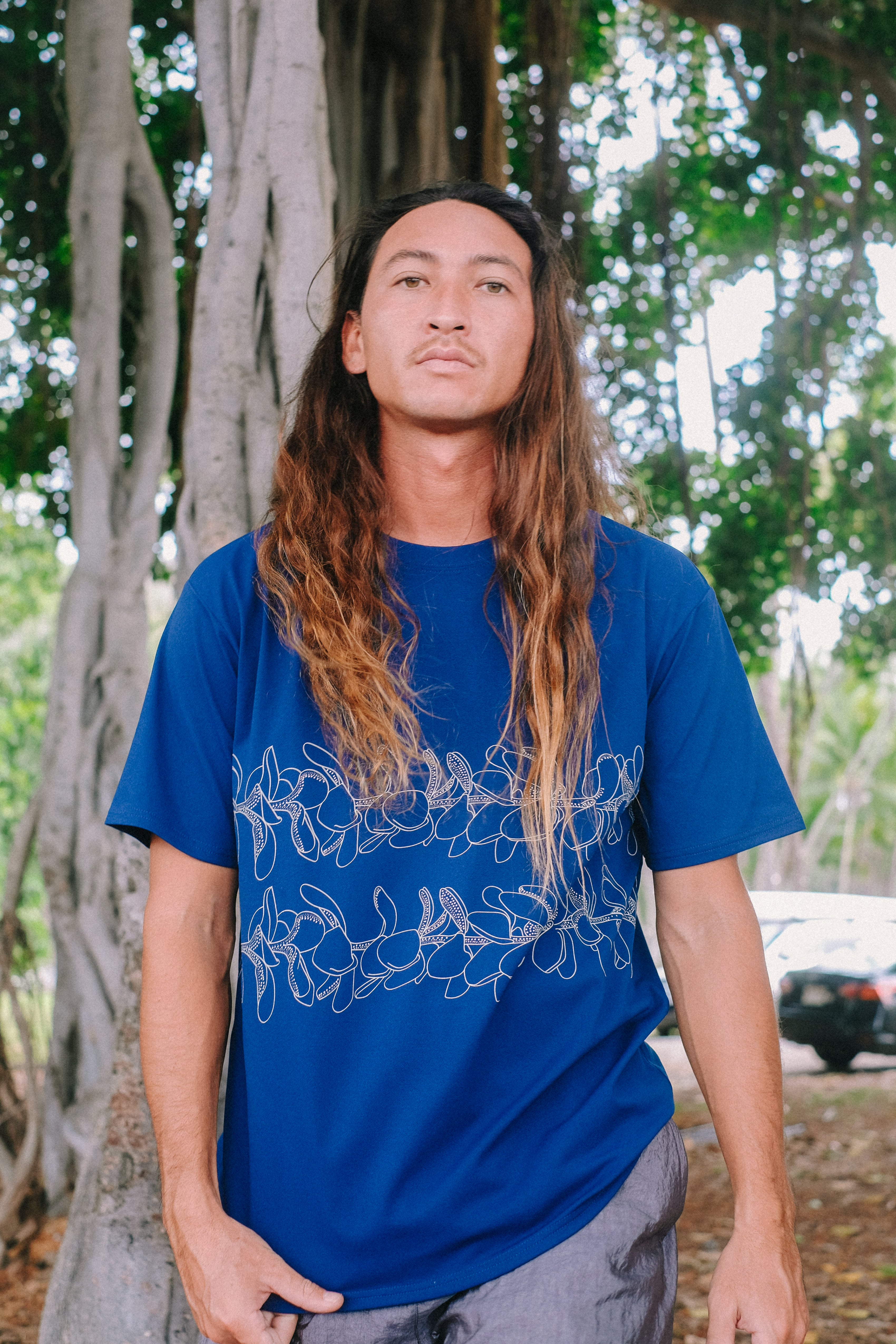 UPF Surf T-Shirt - Double Lei - Greige