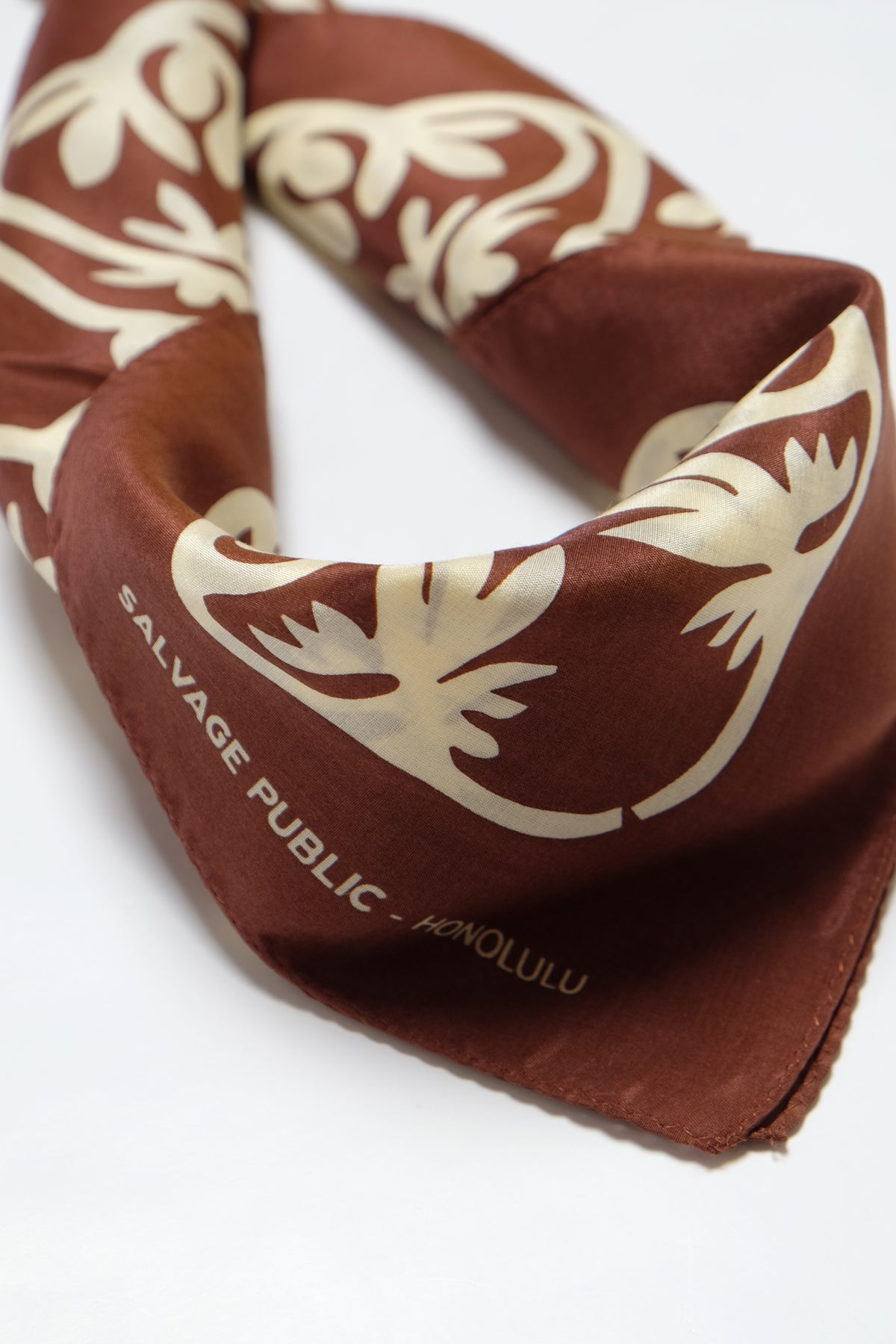 Cotton/Silk Bandana - Naupaka - Coffee Cream