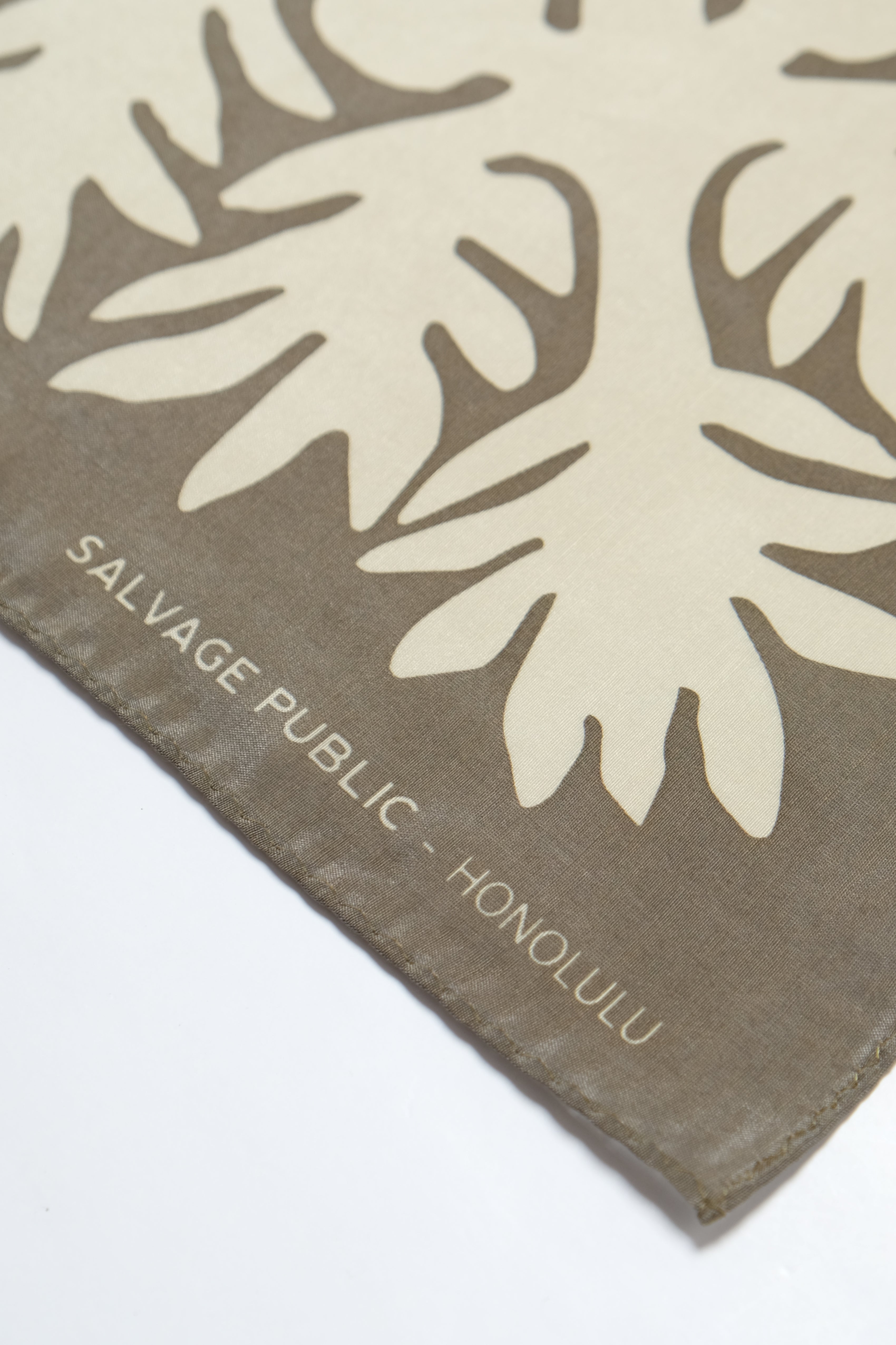 Cotton/Silk Bandana - ʻUlu - Olive Wood