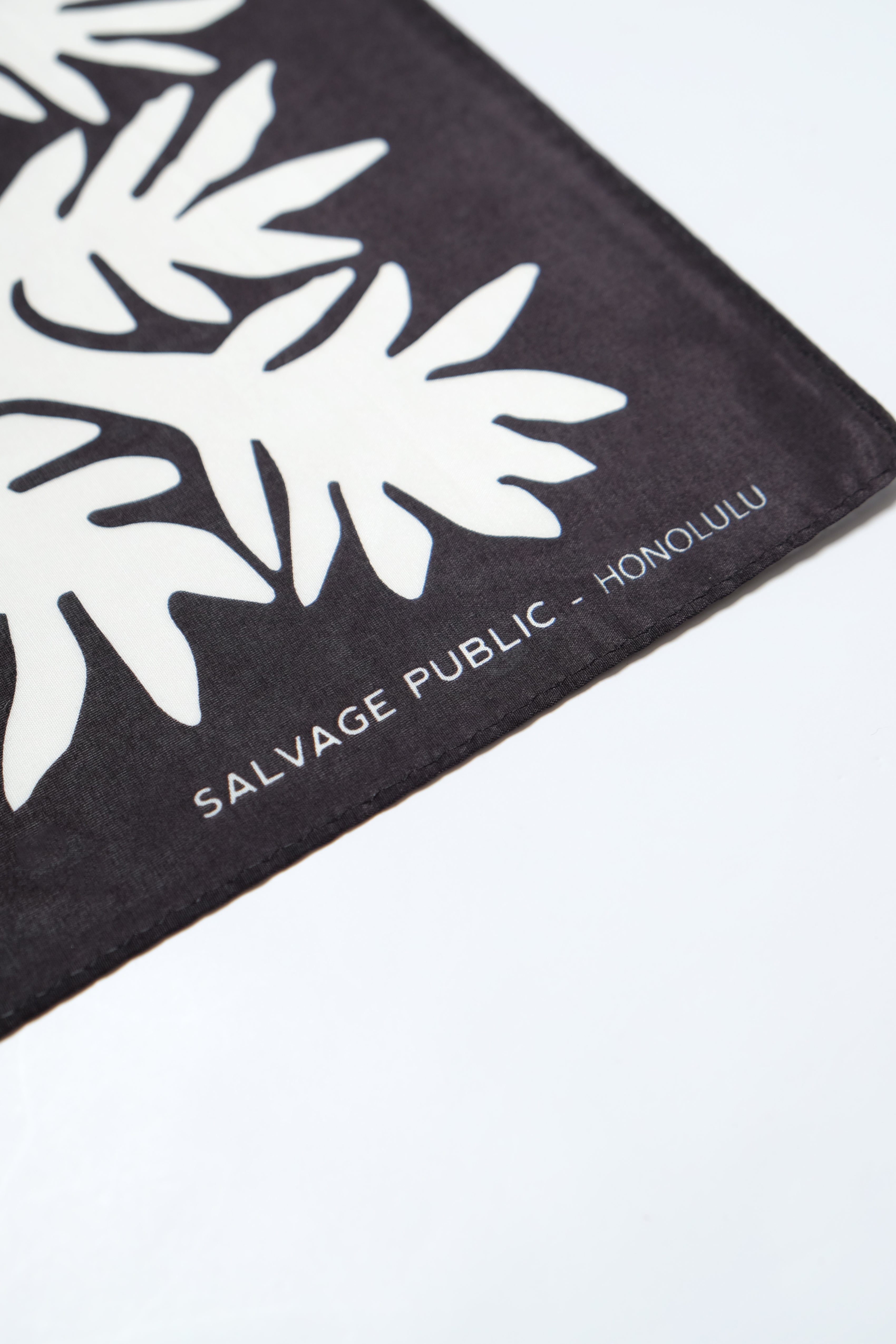 Cotton/Silk Bandana - ʻUlu - Black