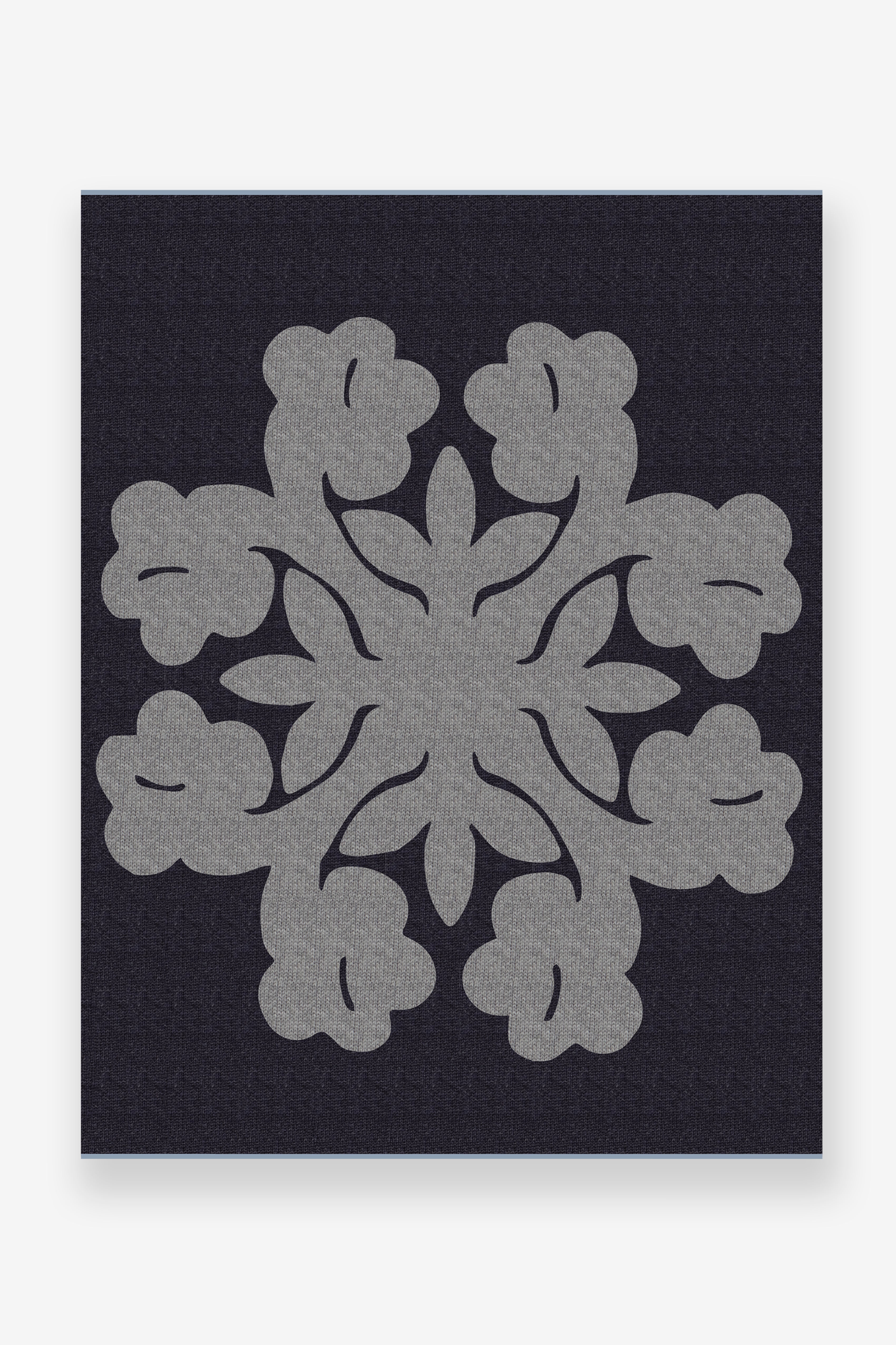 Jacquard Throw Blanket - Hibiscus - Navy