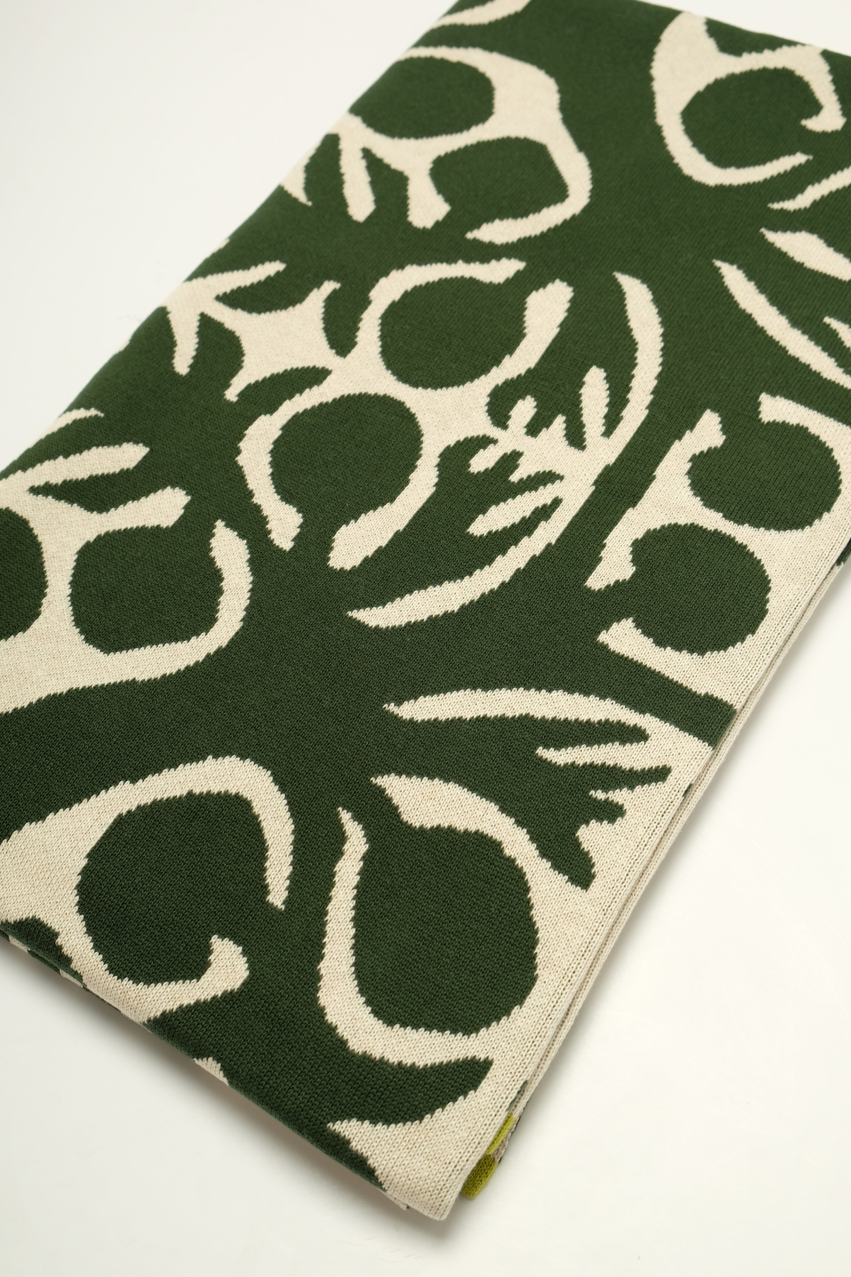 Jacquard Throw Blanket - ʻUlu - Heather Dark Green