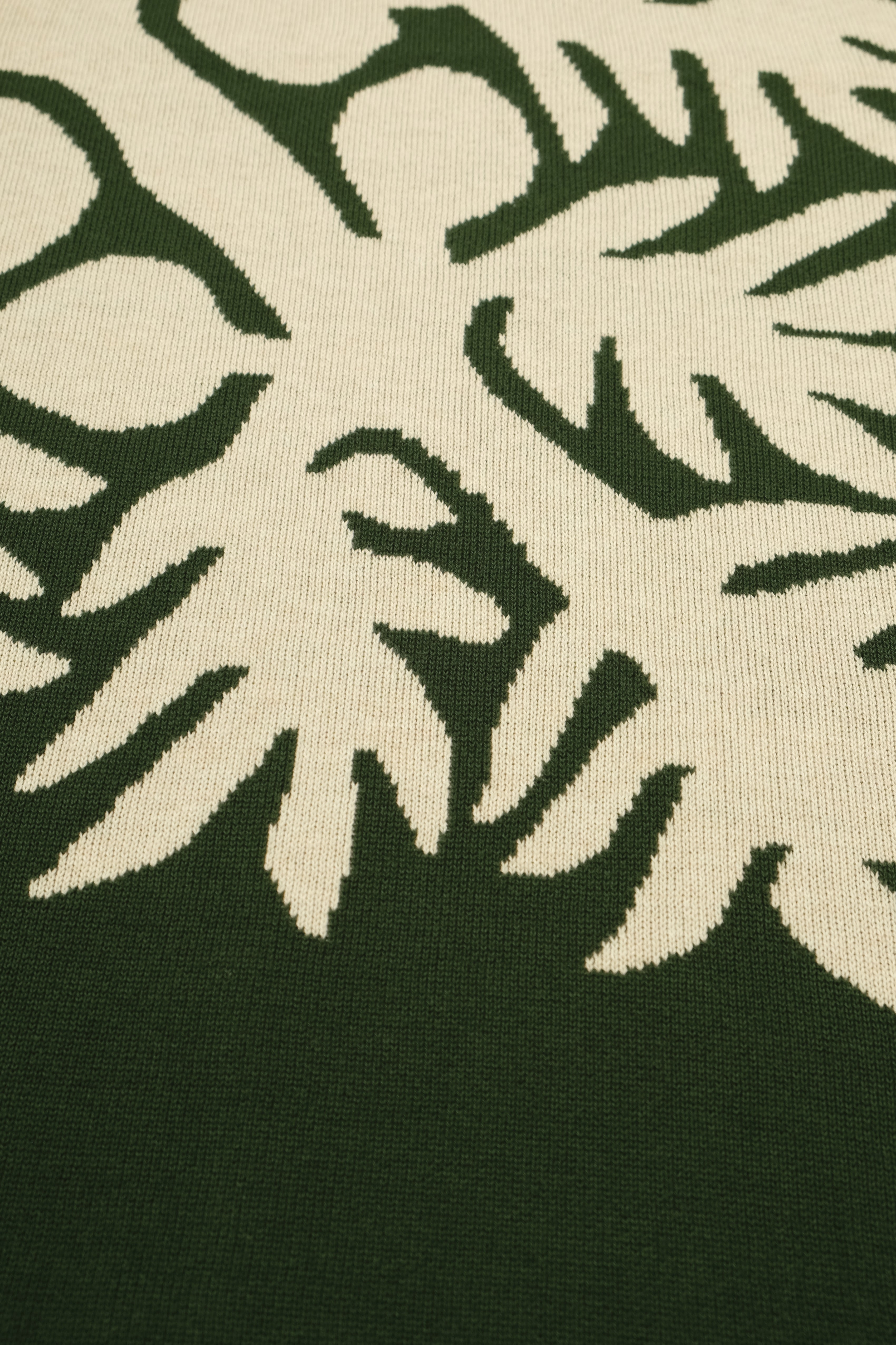 Jacquard Throw Blanket - ʻUlu - Heather Dark Green
