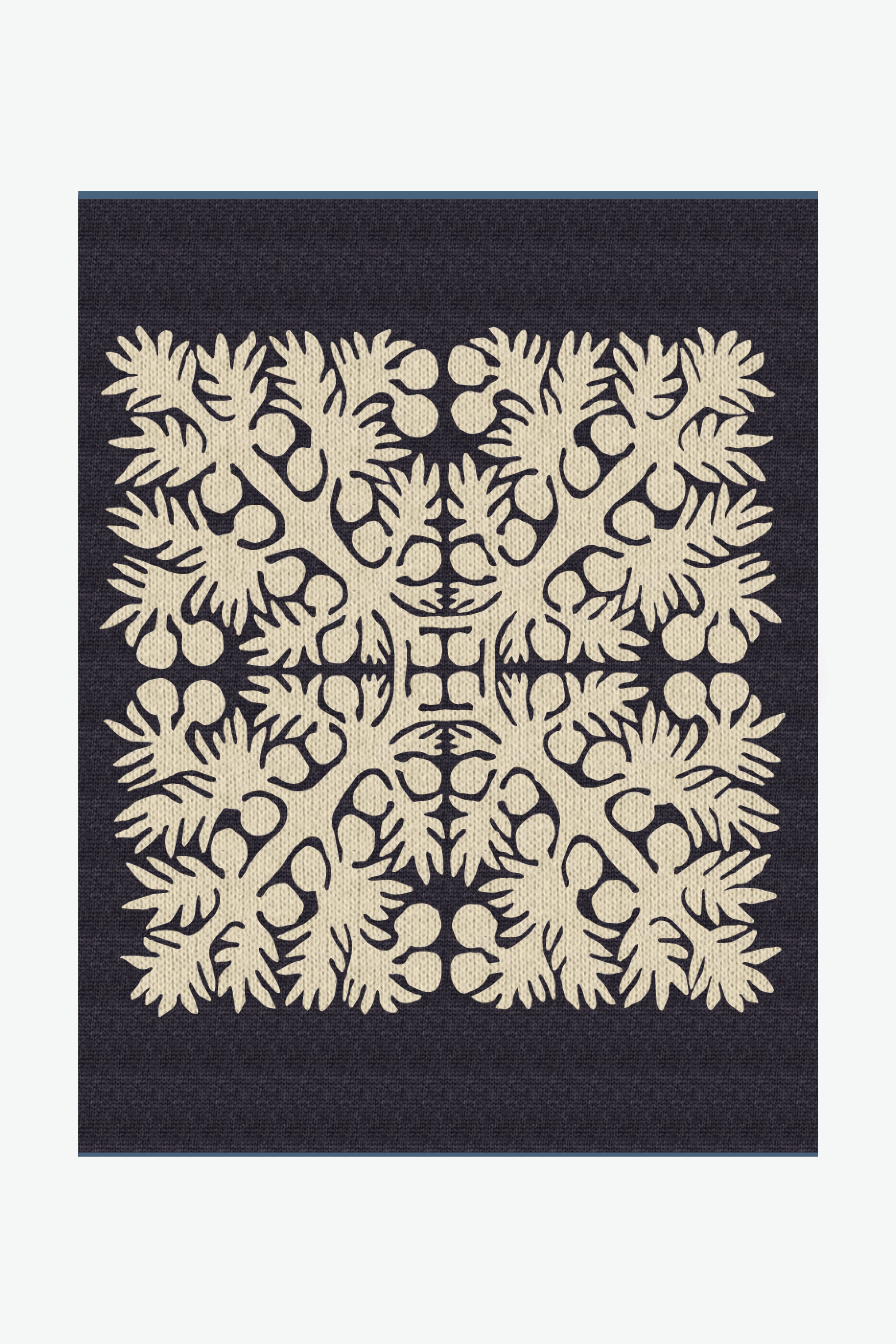 Jacquard Throw Blanket - ʻUlu - Heather Navy