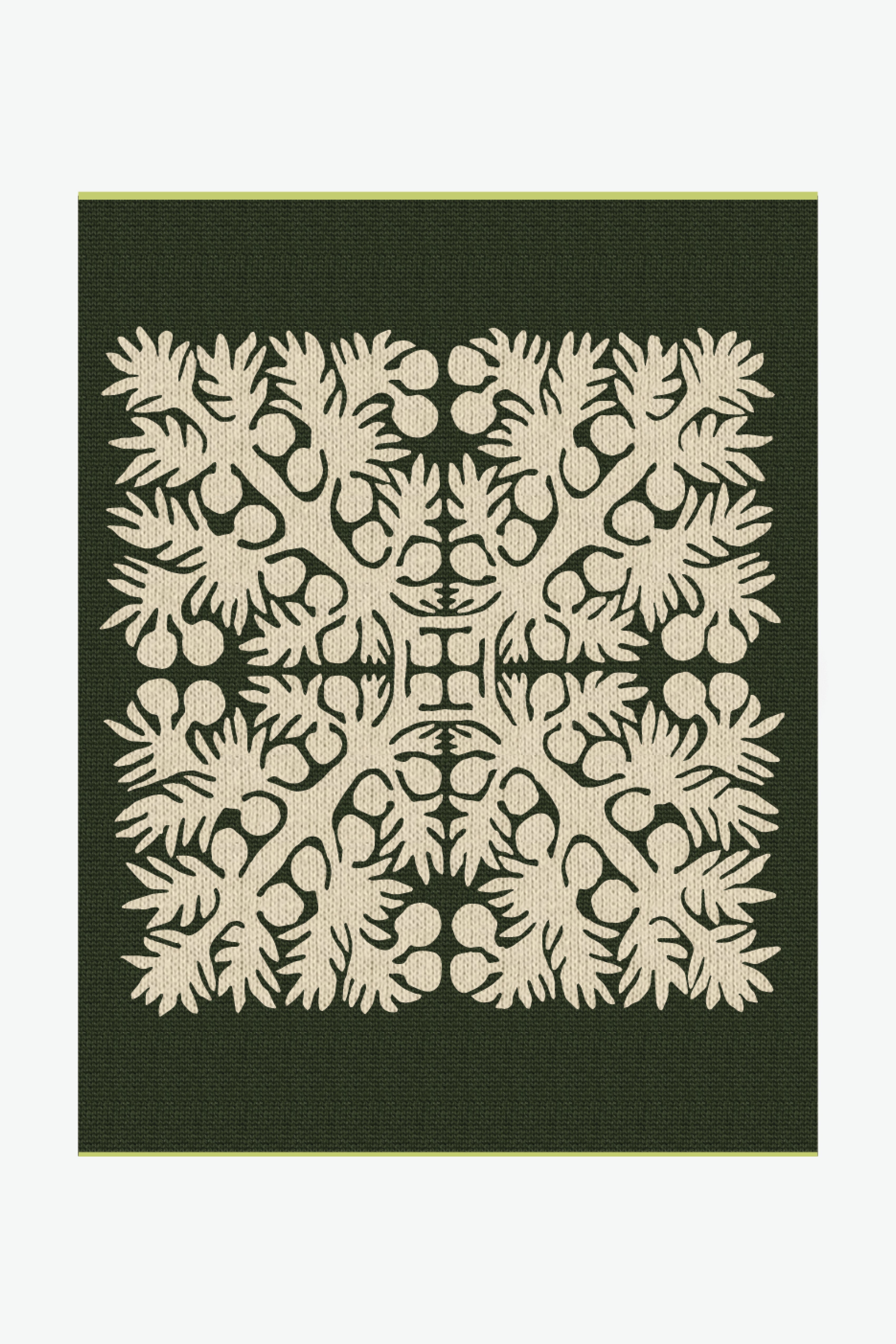 Jacquard Throw Blanket - ʻUlu - Heather Dark Green