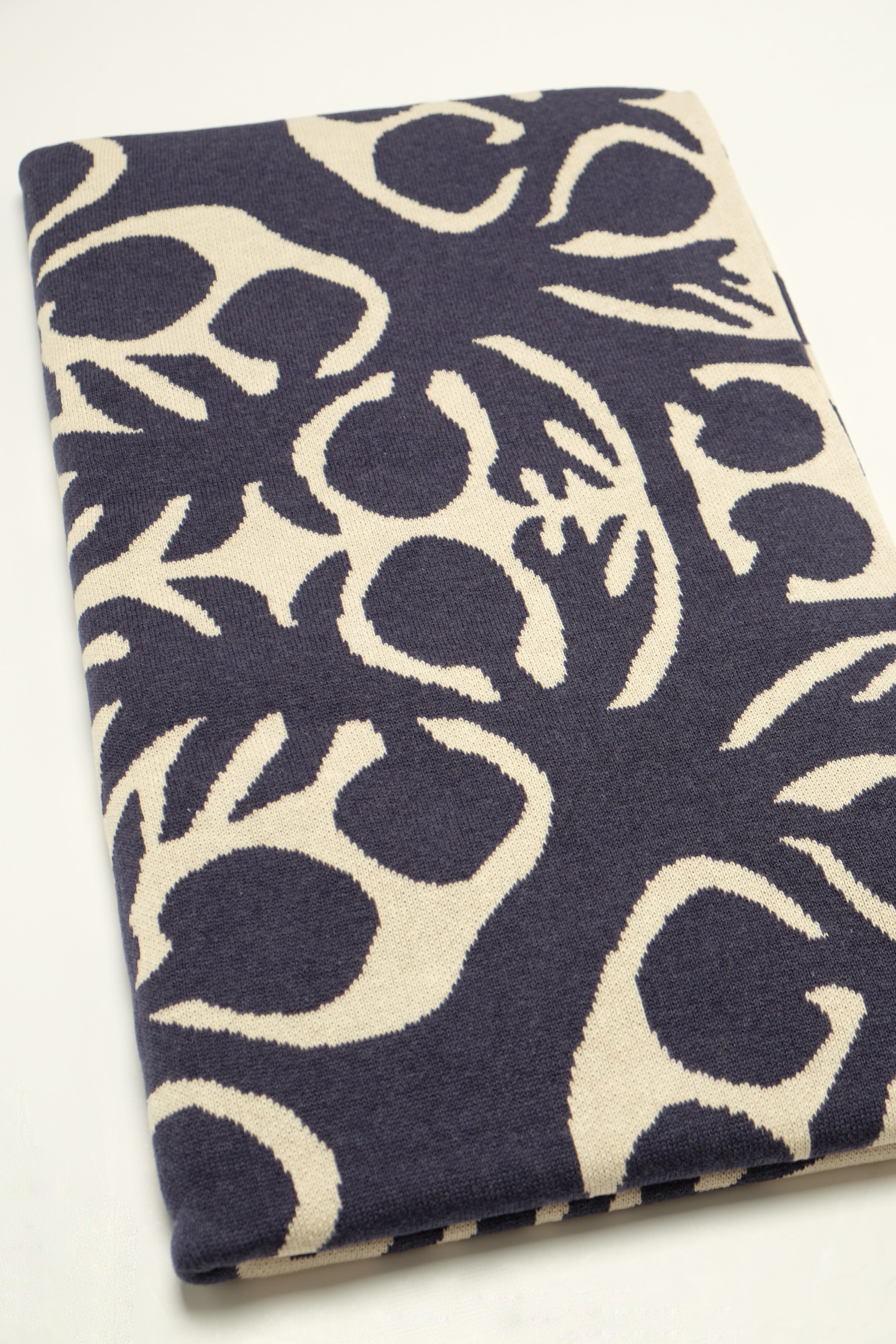 Jacquard Throw Blanket - ʻUlu - Heather Navy