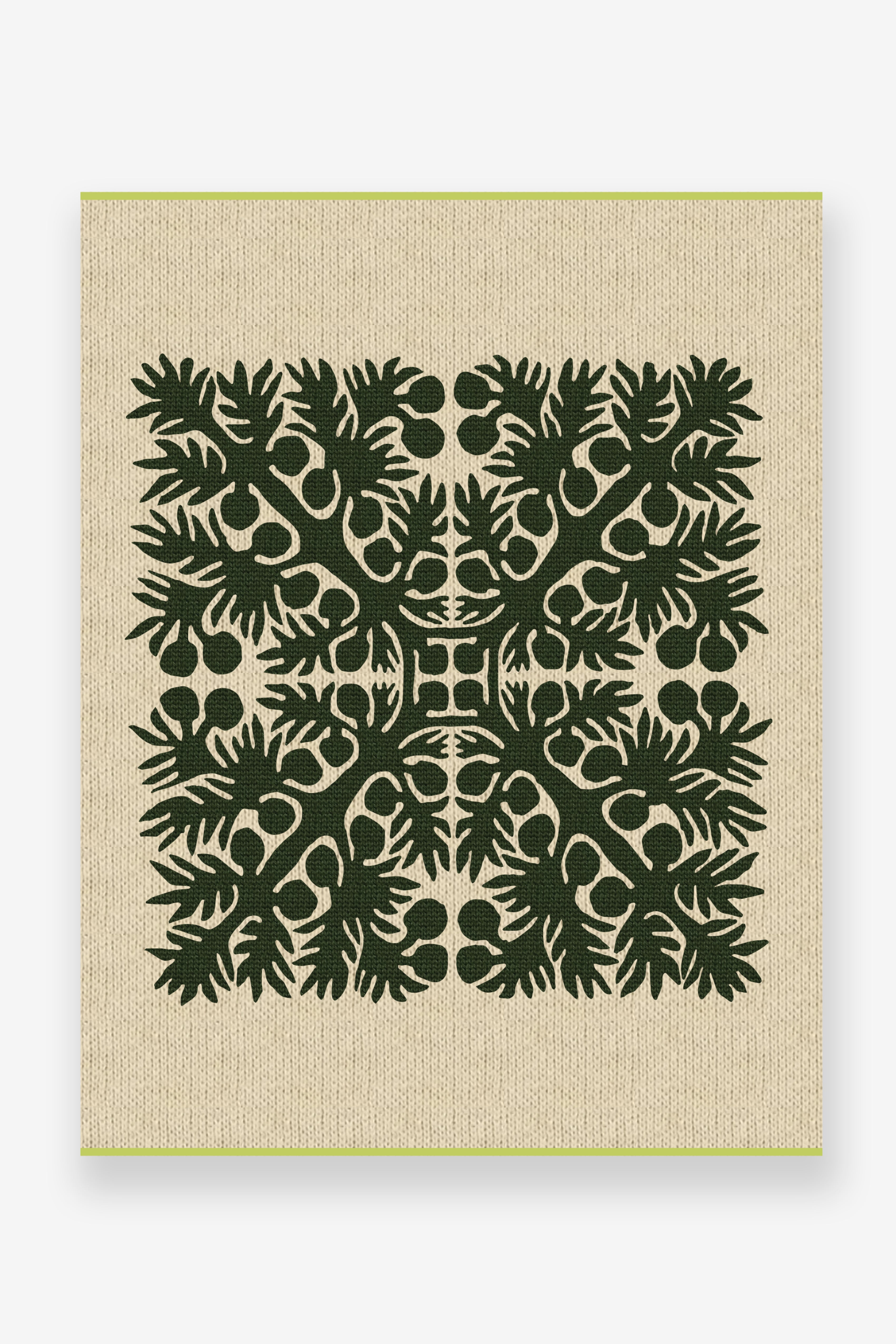 Jacquard Throw Blanket - ʻUlu - Heather Dark Green