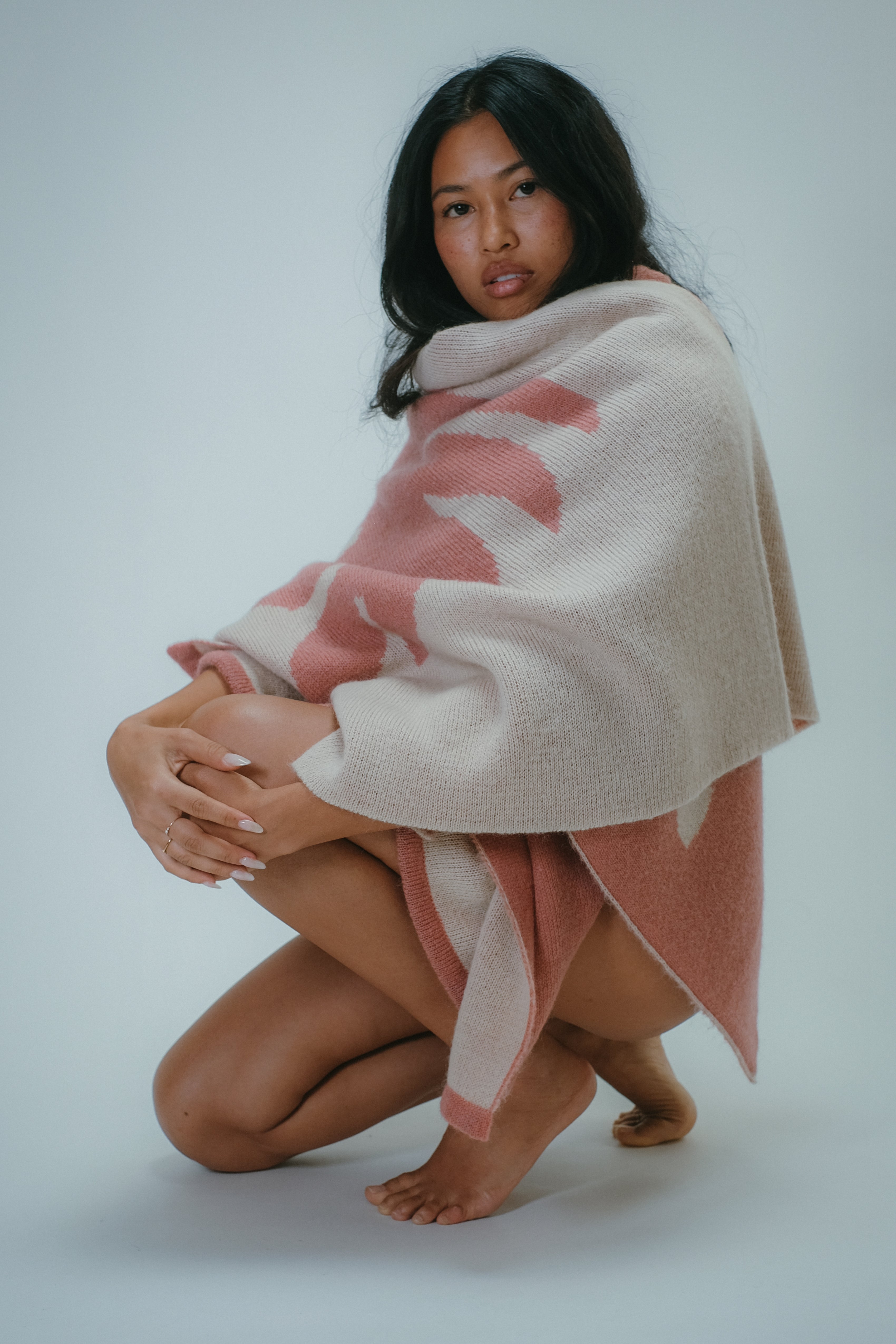 Wool/Mohair Throw Blanket - Lauaʻe - Blush