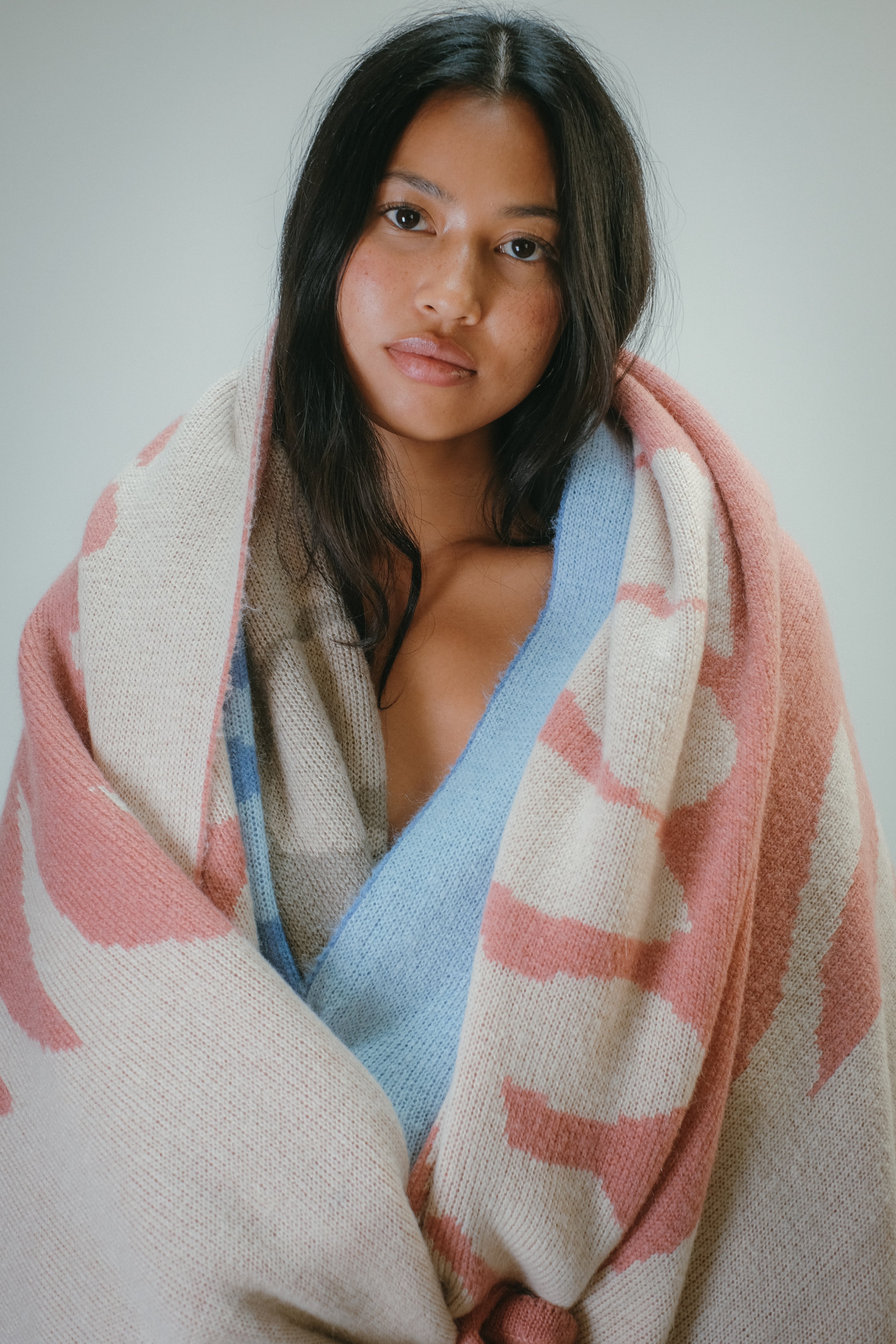 Wool/Mohair Throw Blanket - Lauaʻe - Blush