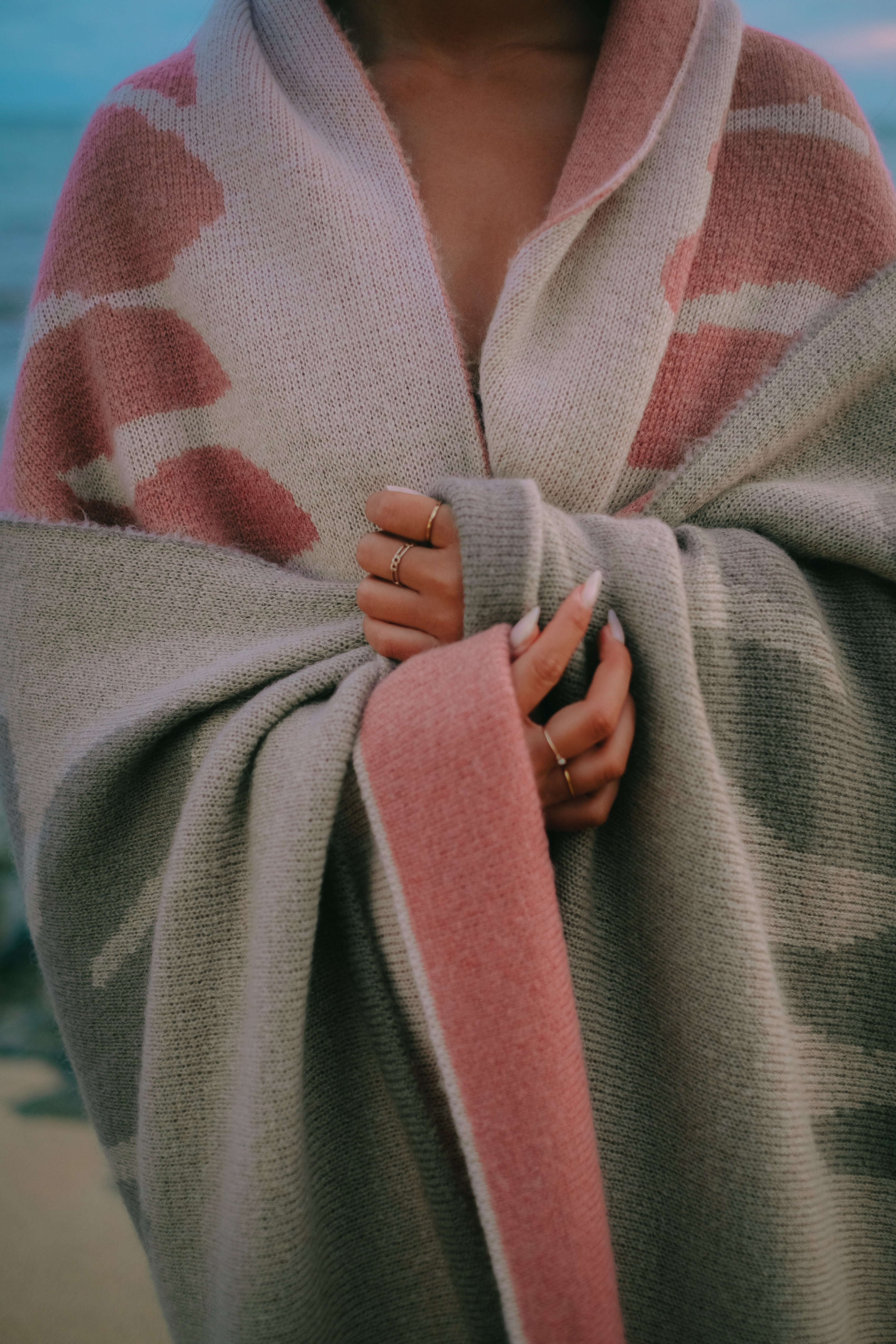 Wool/Mohair Throw Blanket - Lauaʻe - Blush