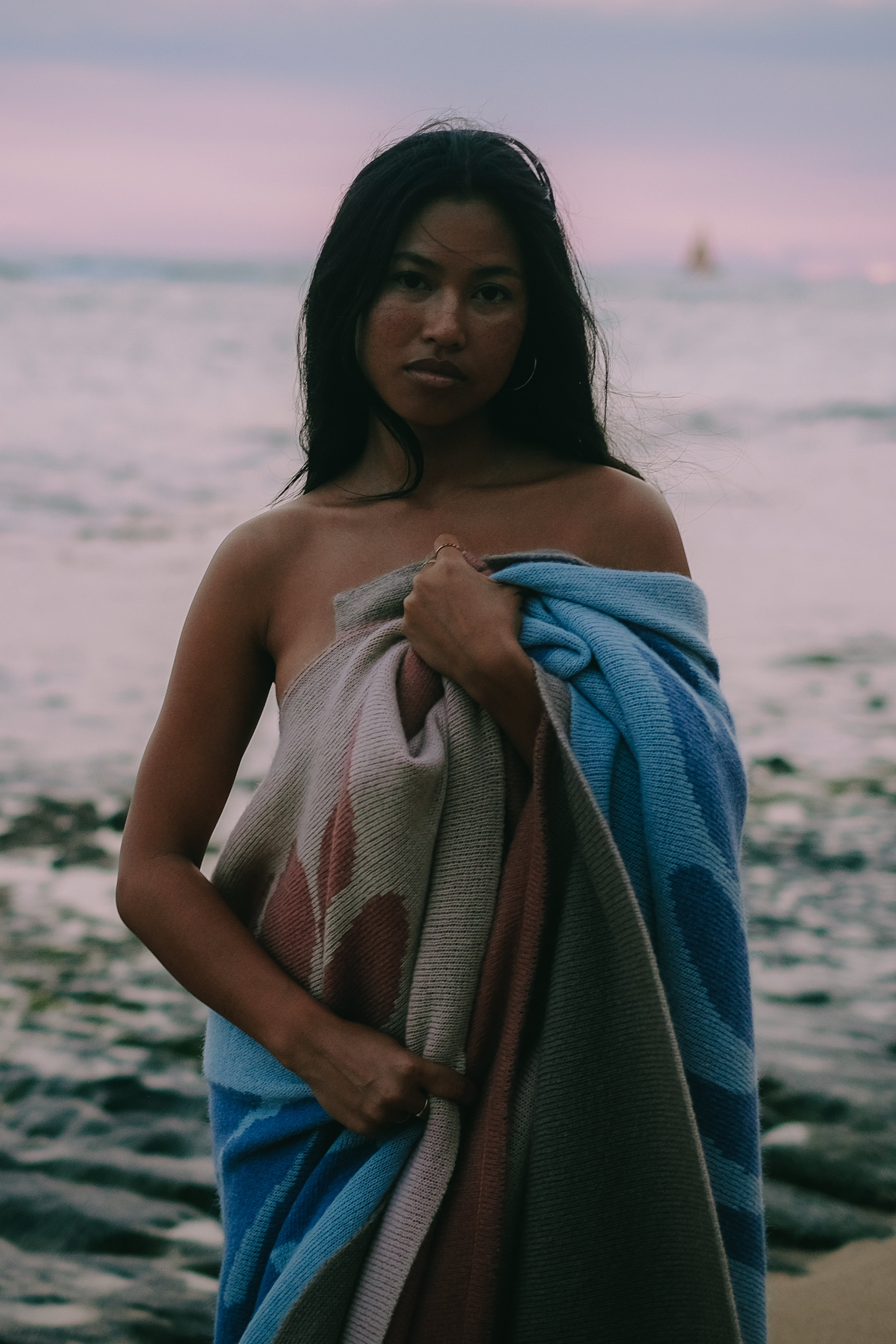 Wool/Mohair Throw Blanket - Lauaʻe - Blush