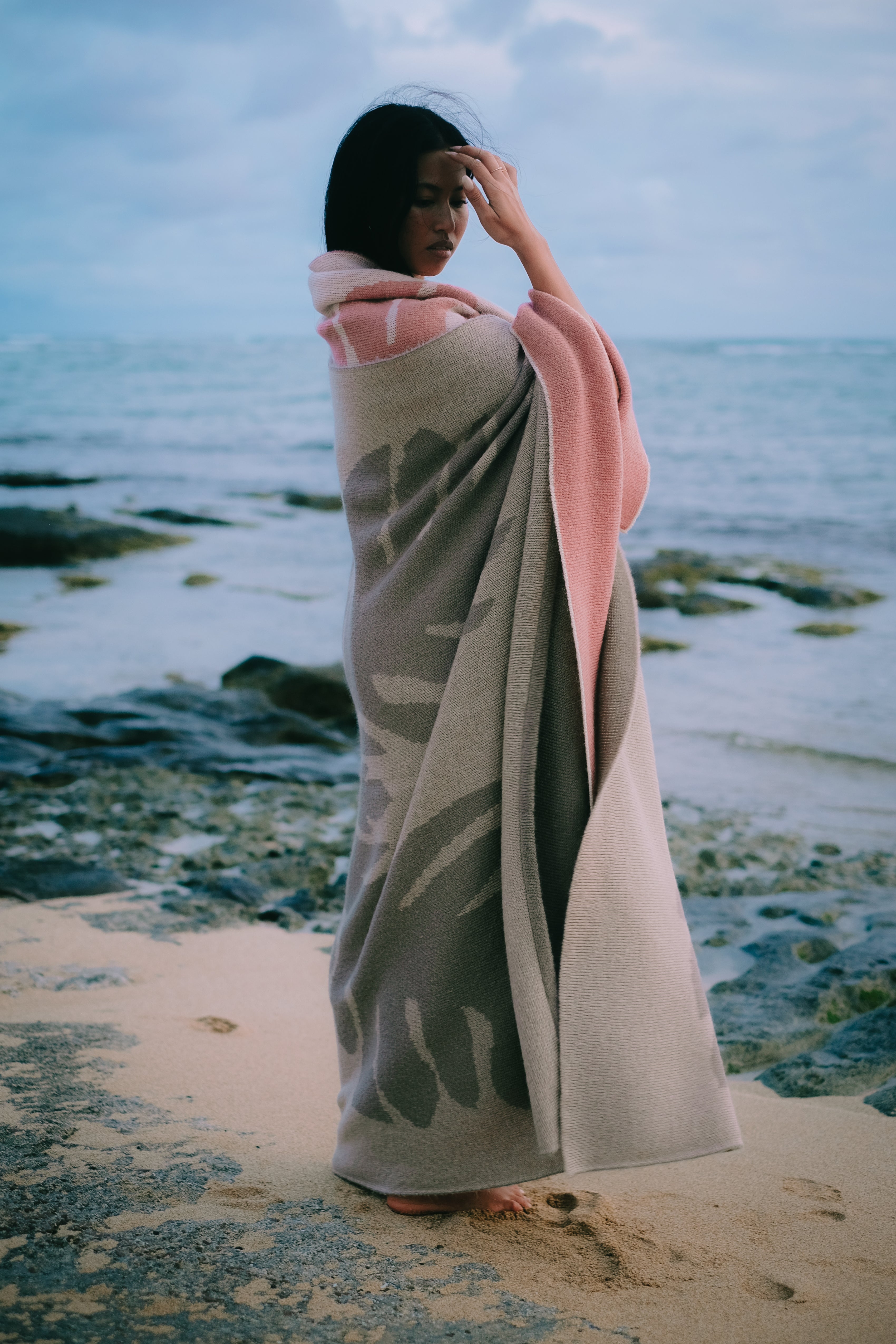 Wool/Mohair Throw Blanket - Lauaʻe - Natural