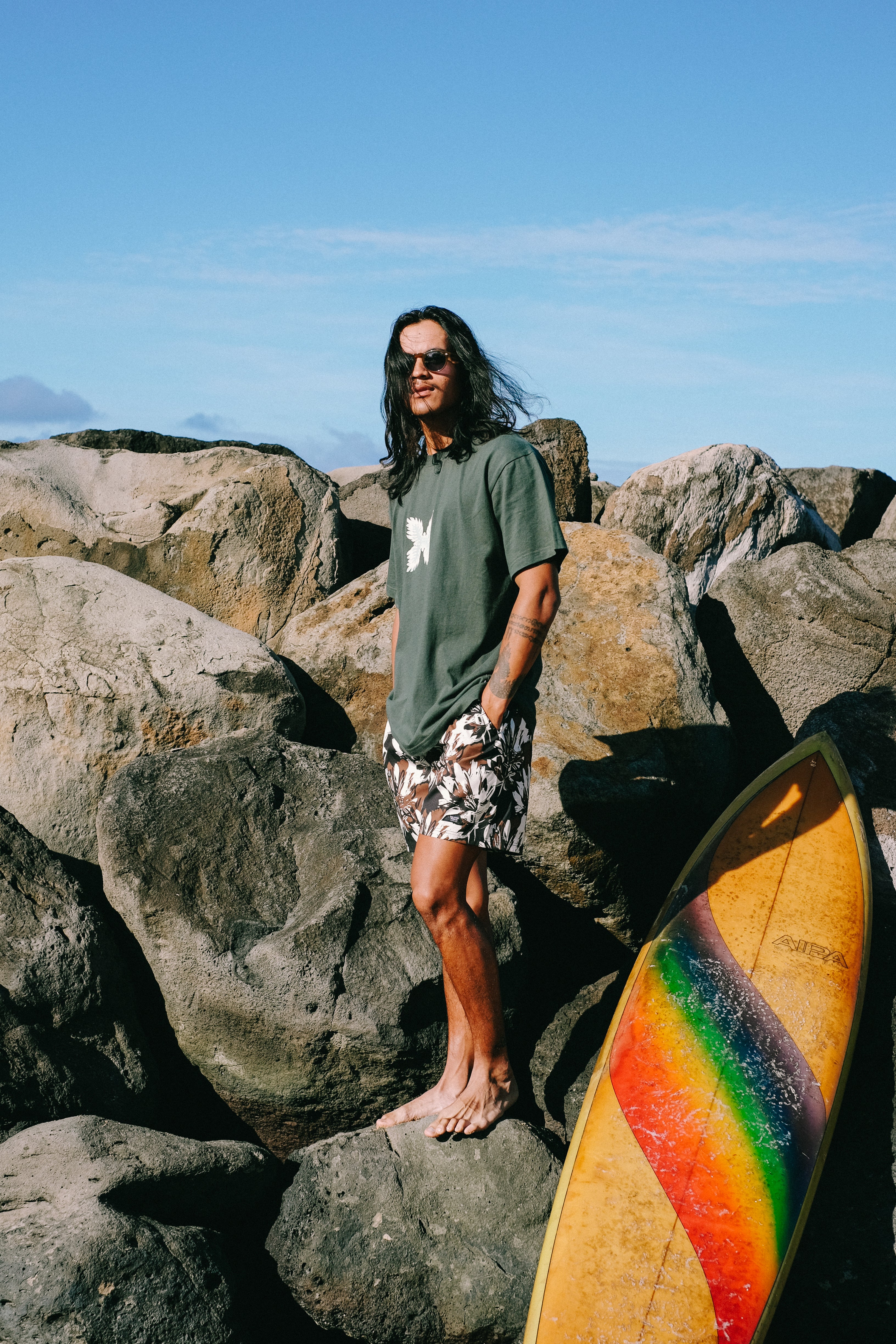 Swim Shorts - Hibiscus Camo - Brown