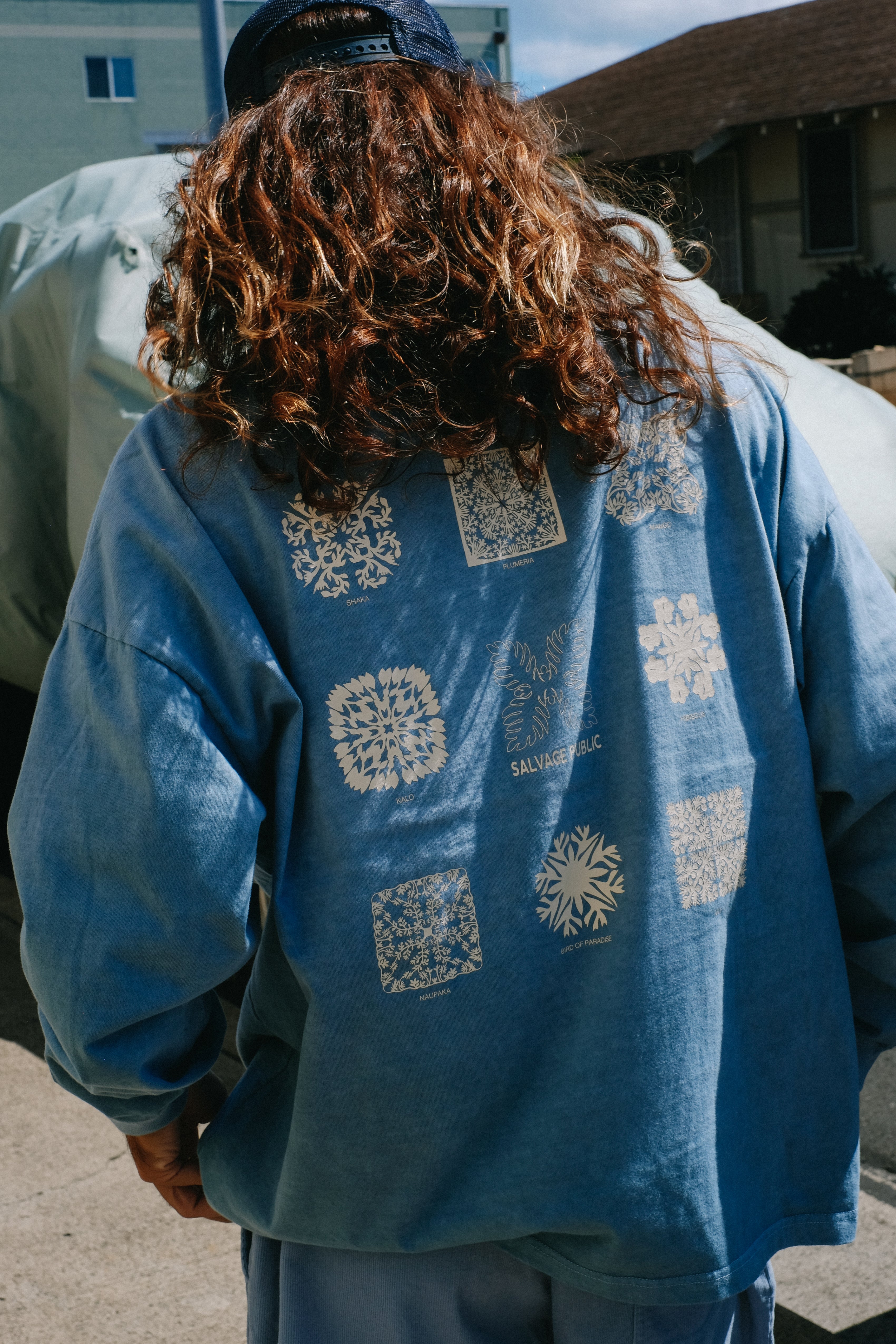Longsleeve T-Shirt - Hawaiian Quilting - Blue