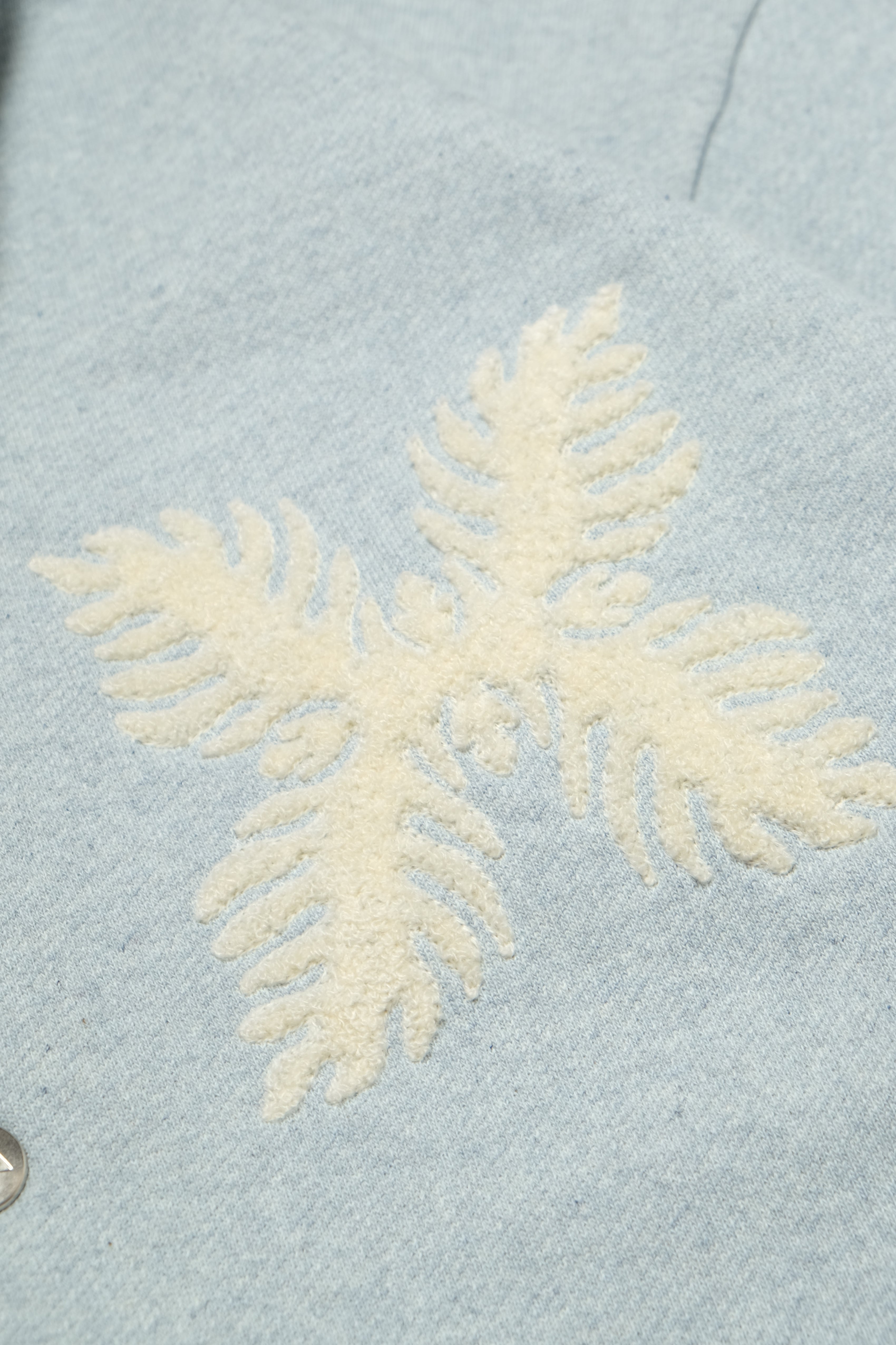 Recycled Denim French Terry Coach Jacket- Light Indigo