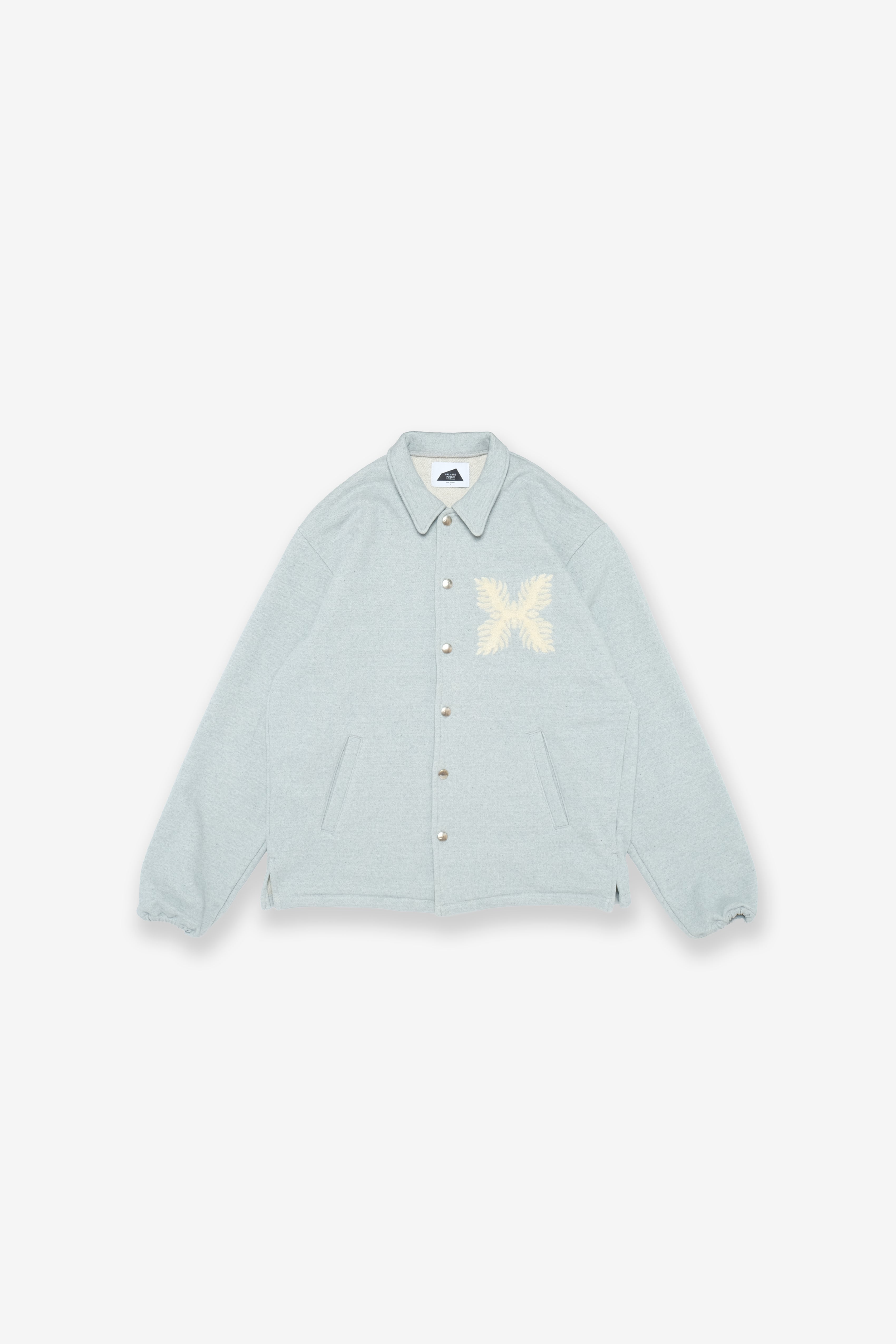 Recycled Denim French Terry Coach Jacket- Light Indigo