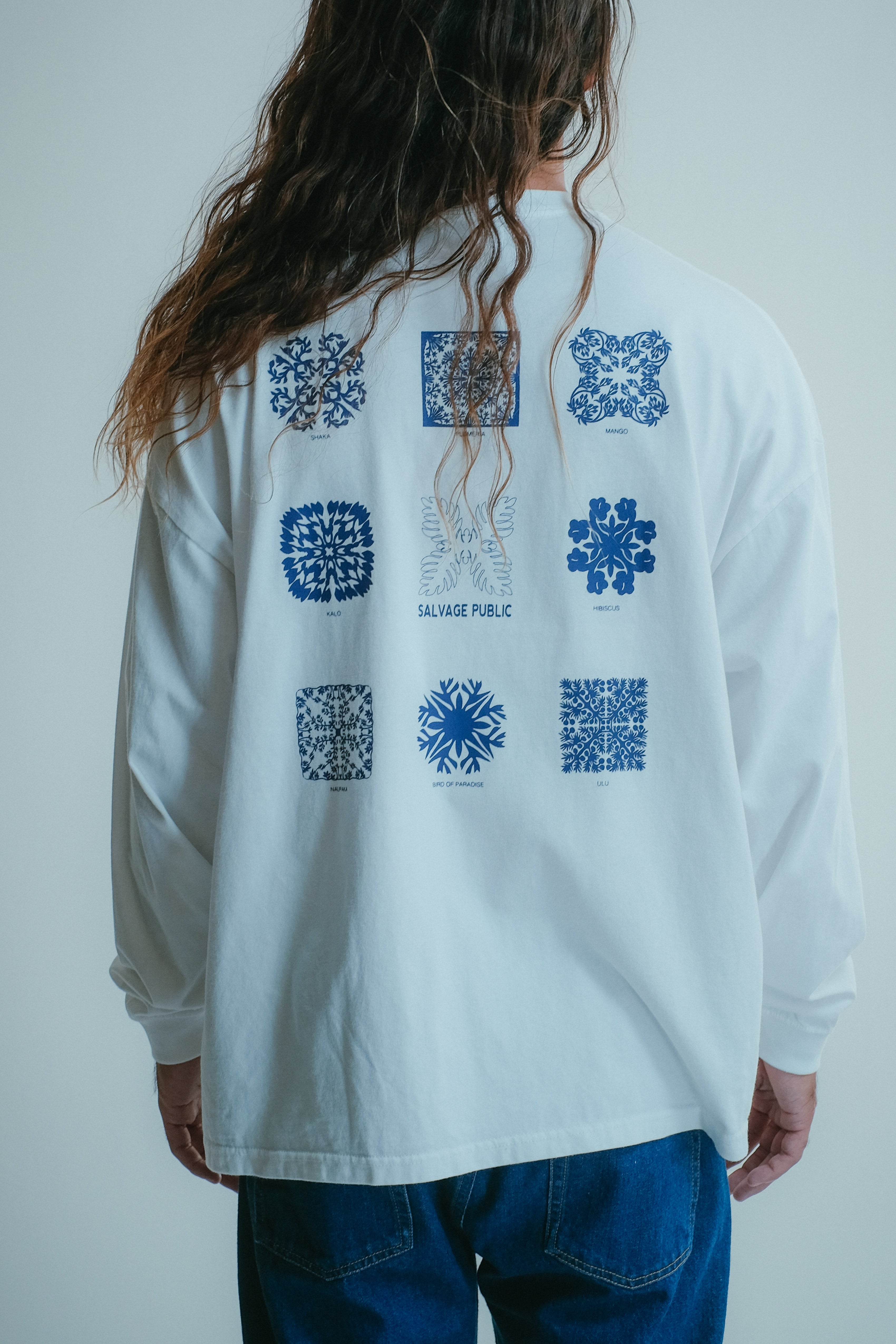 Longsleeve T-Shirt - Hawaiian Quilting - White