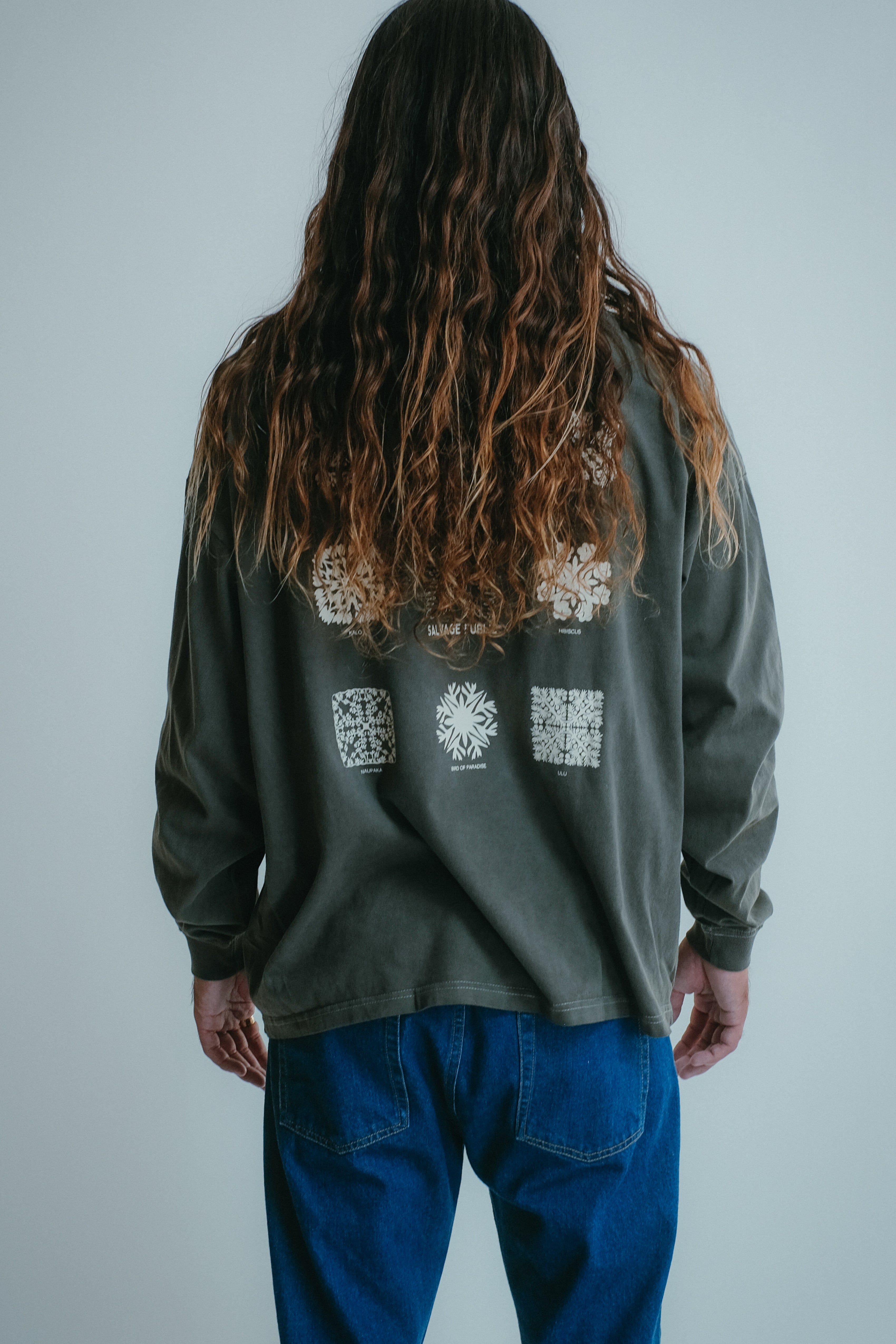 Longsleeve T-Shirt - Hawaiian Quilting - Coffee