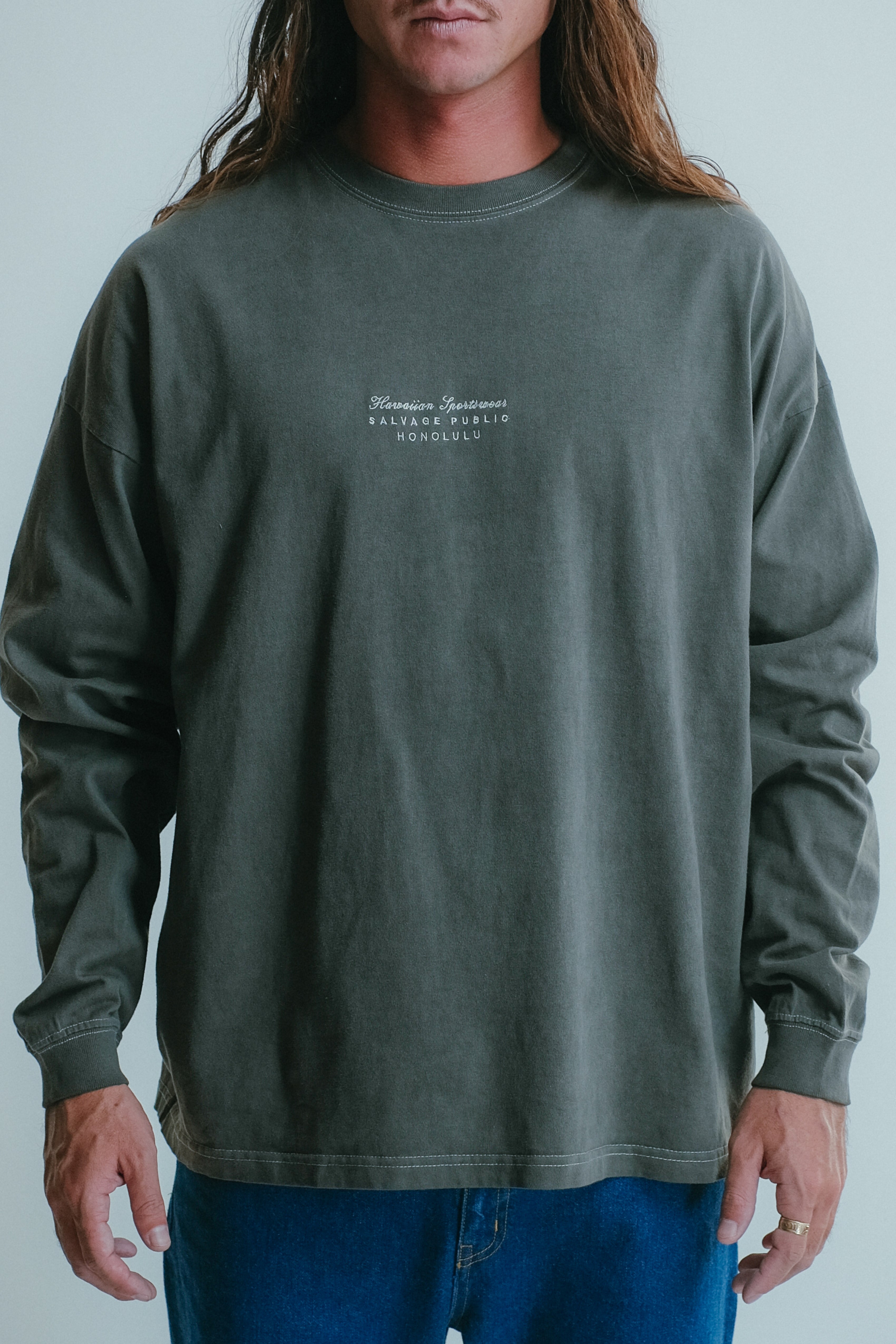 Longsleeve T-Shirt - Hawaiian Quilting - Coffee