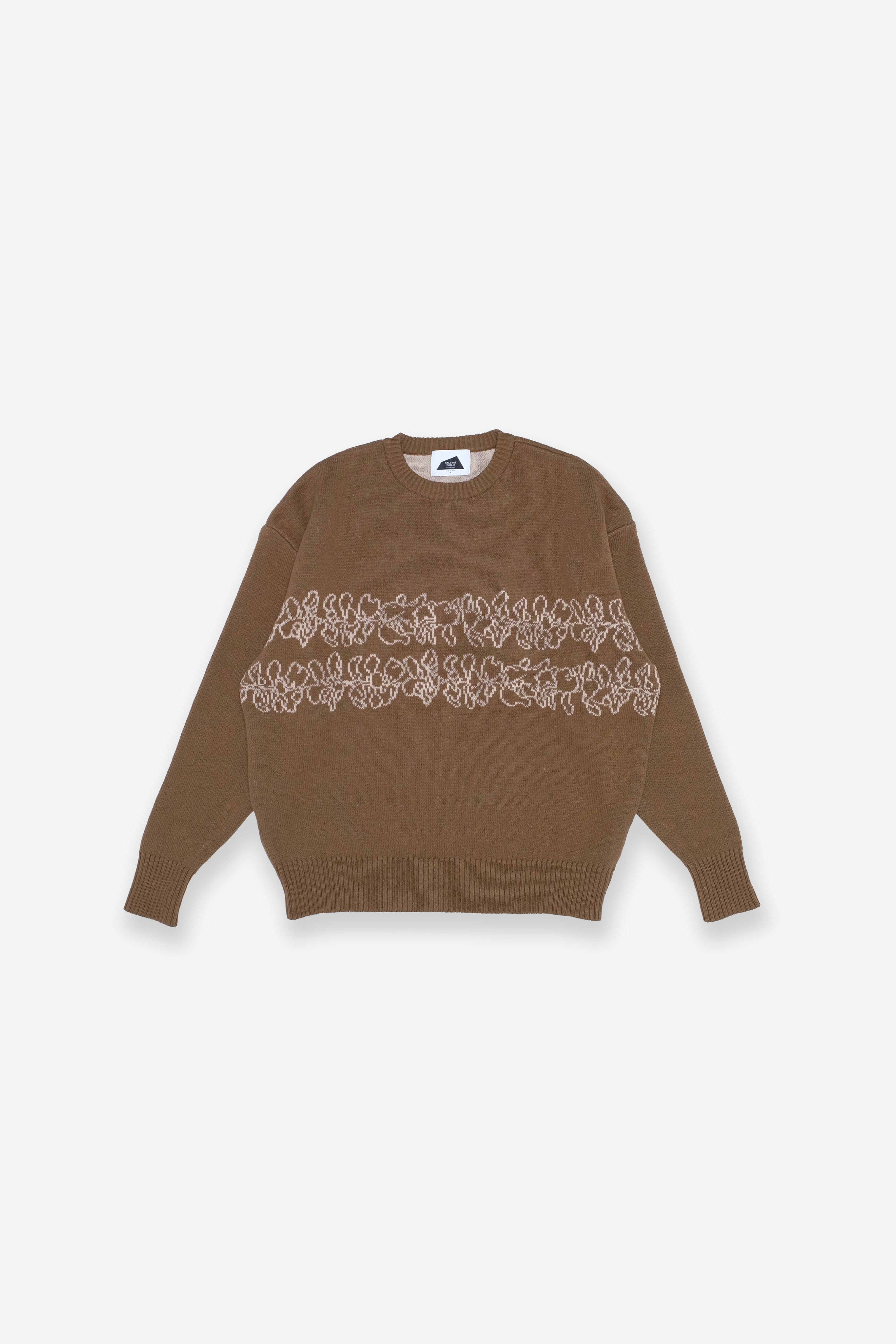 Knit Crewneck - Double Lei - Brown