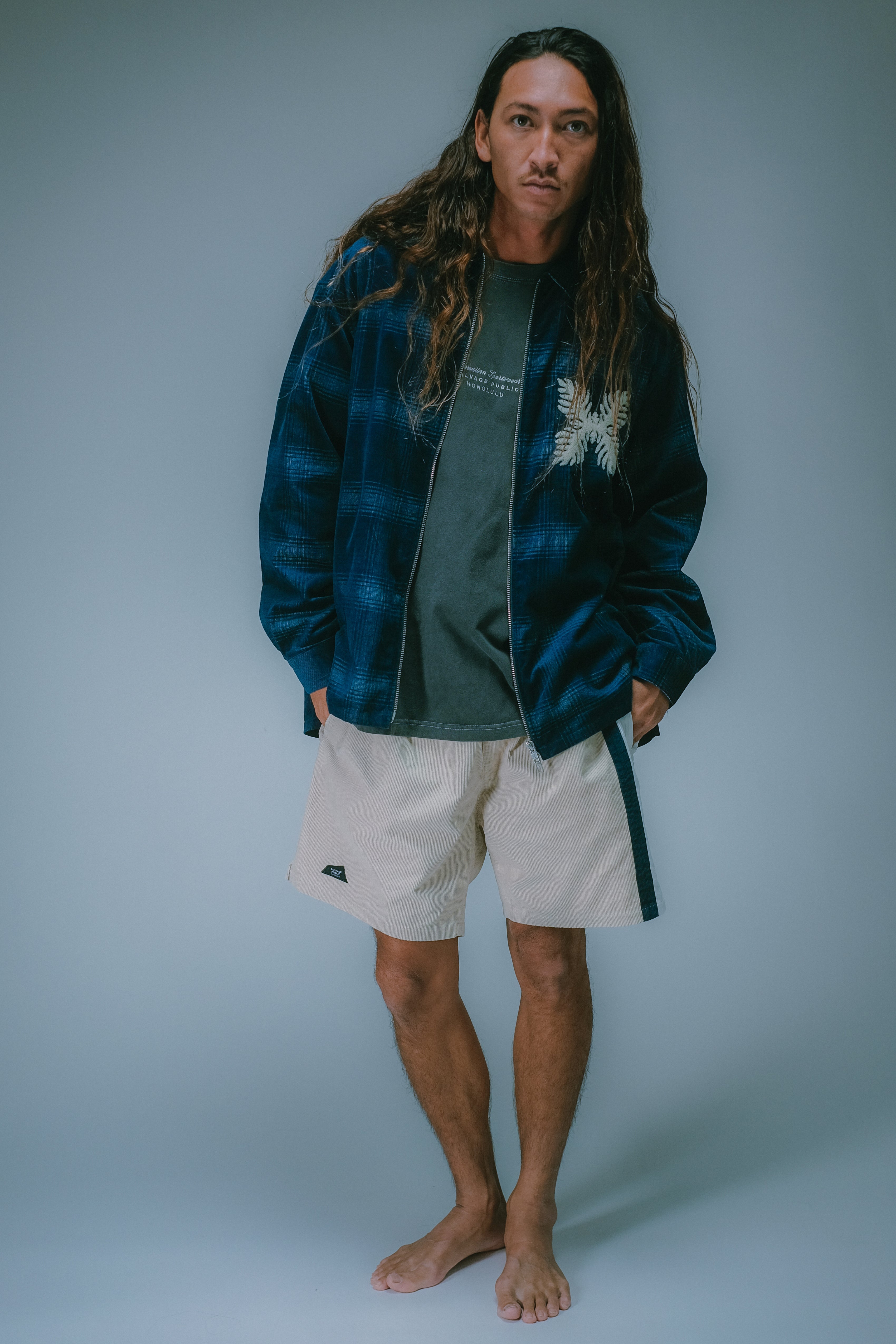 Indigo Corduroy Zip Jacket - Indigo