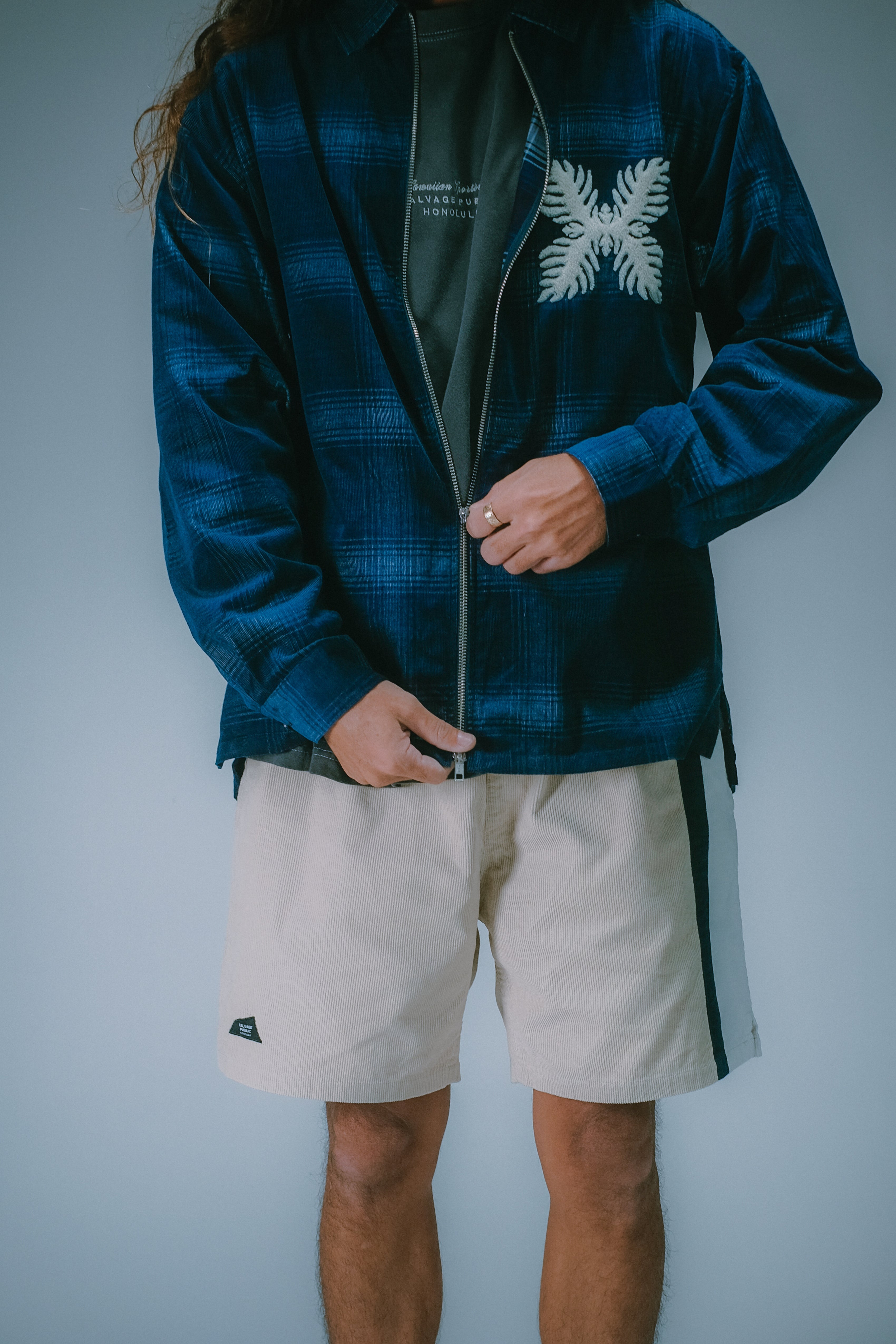 Indigo Corduroy Zip Jacket - Indigo