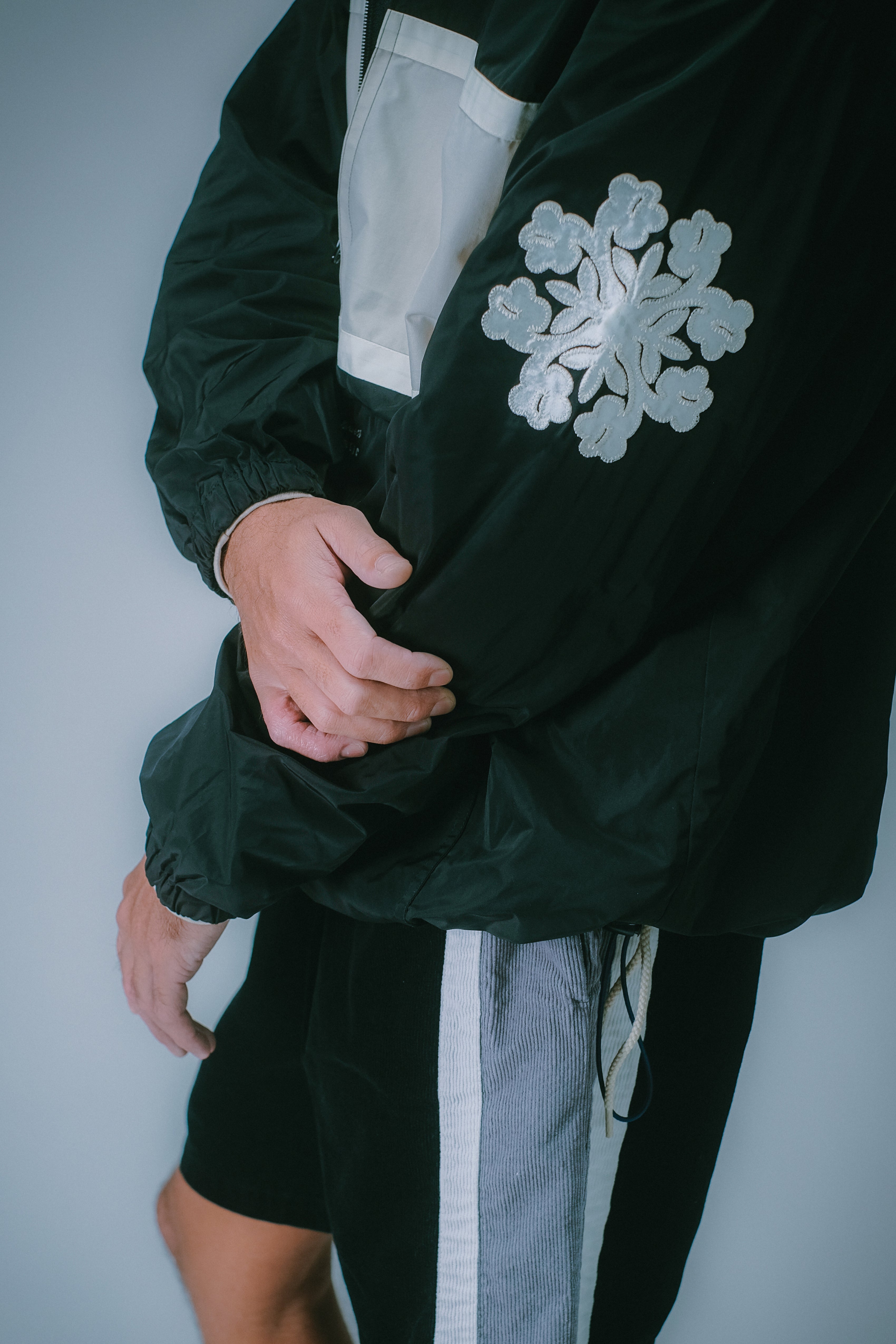 Stripe Anorak Jacket - Black