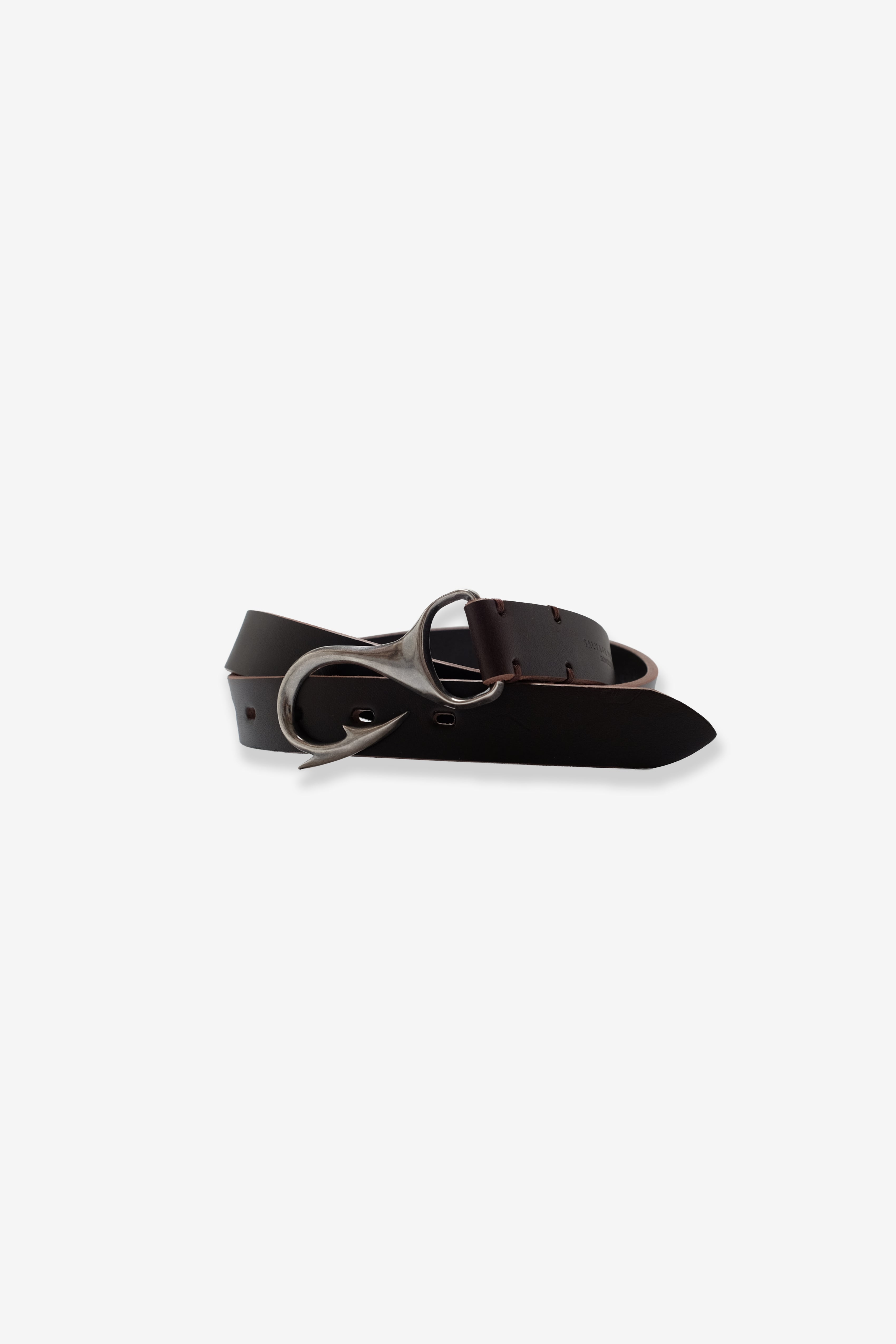 Fish Hook Leather Belt - Brown