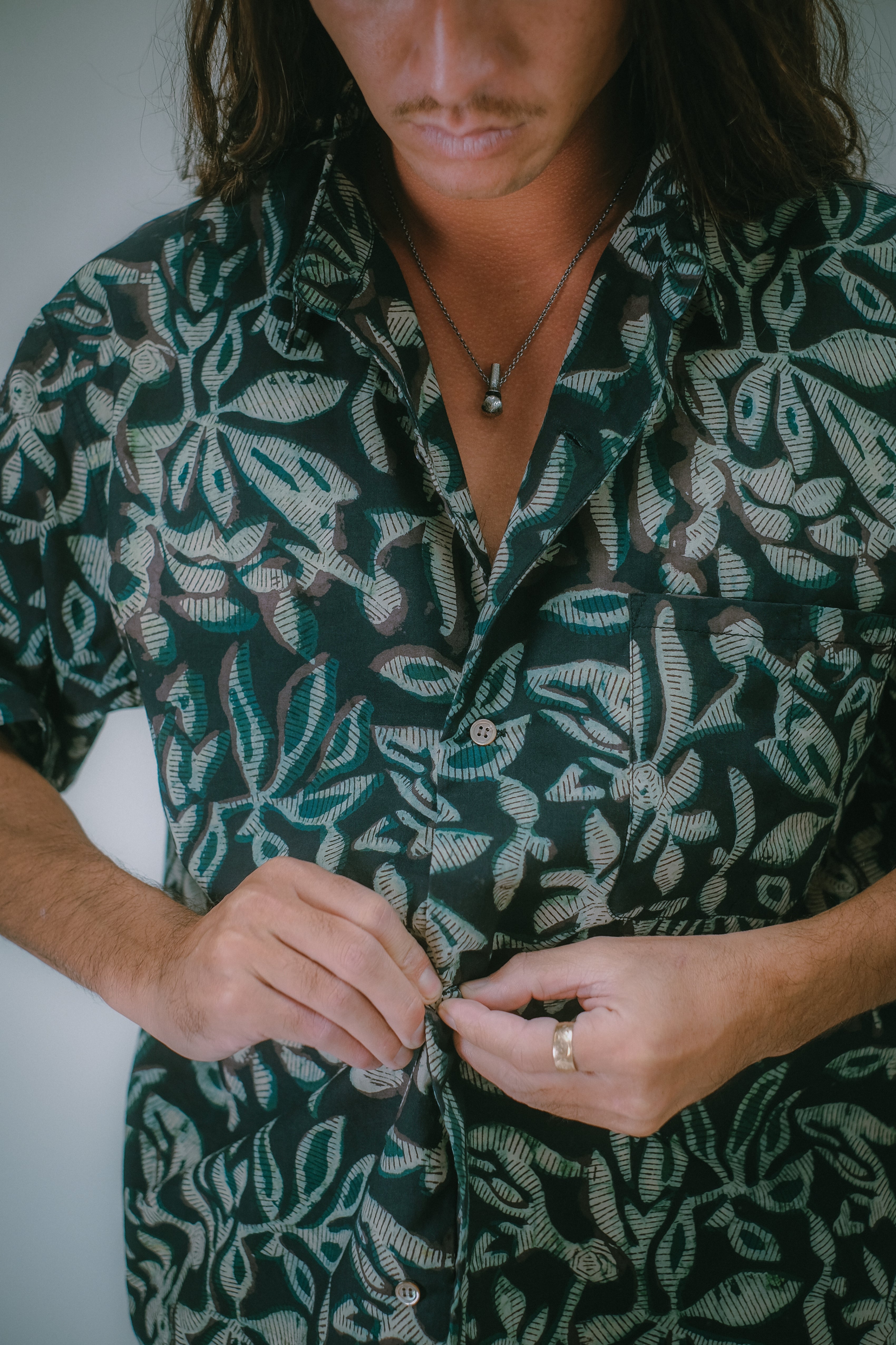Hapa Jac Shirt - Night Bloom - Green
