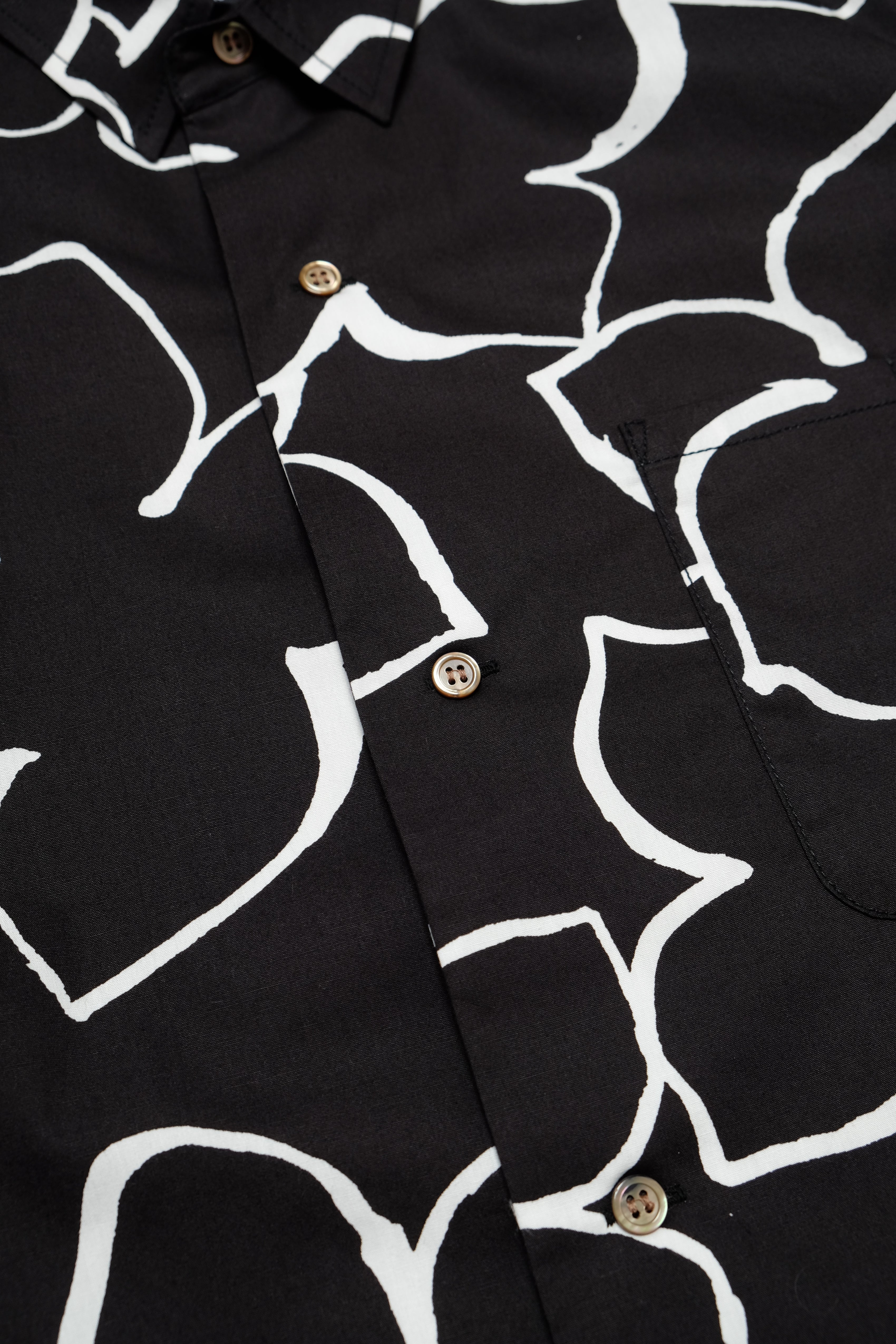 Hapa Jac Shirt - Hand Drawn Floral - Black