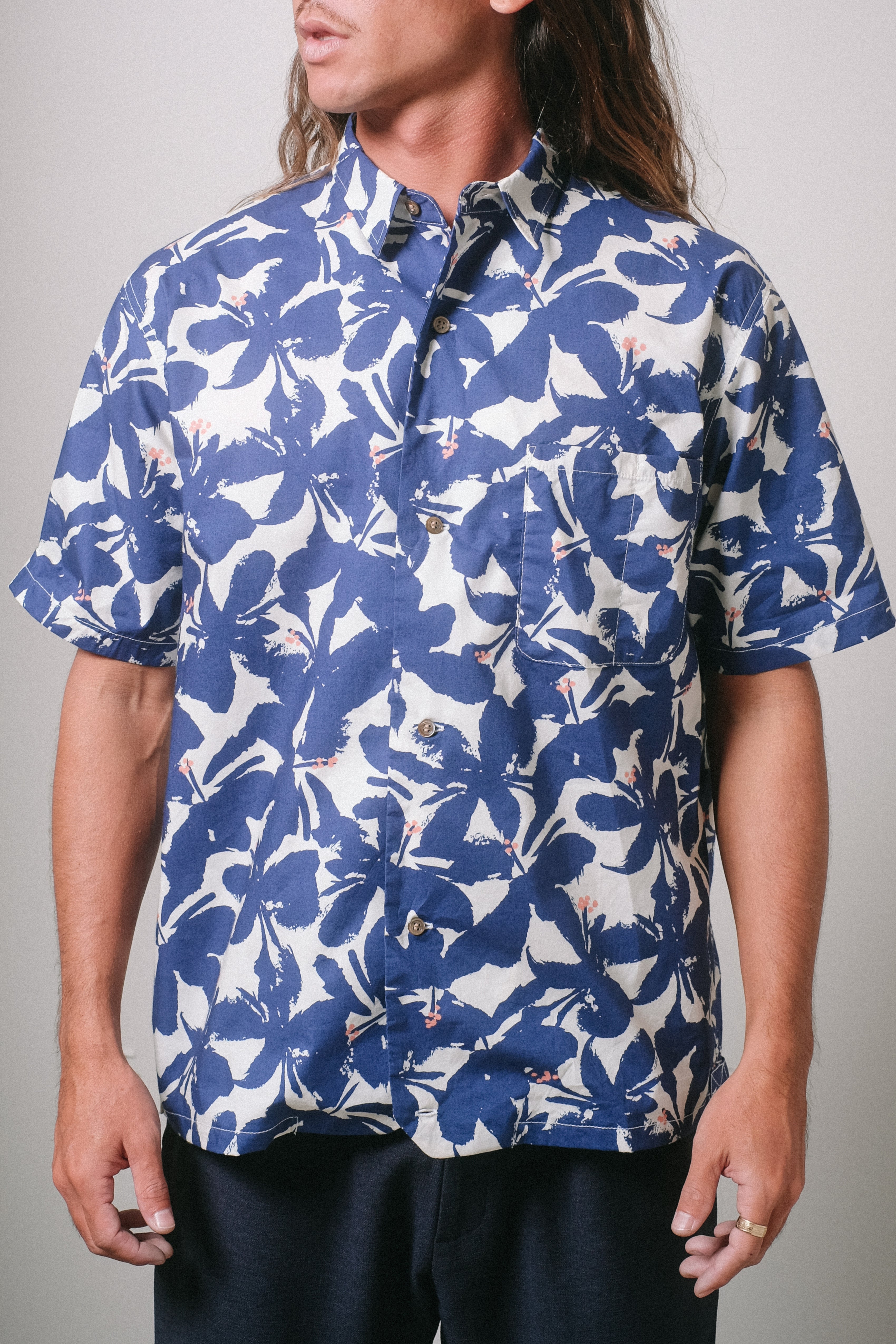 Hapa Jac Shirt - Hibiscus Blue