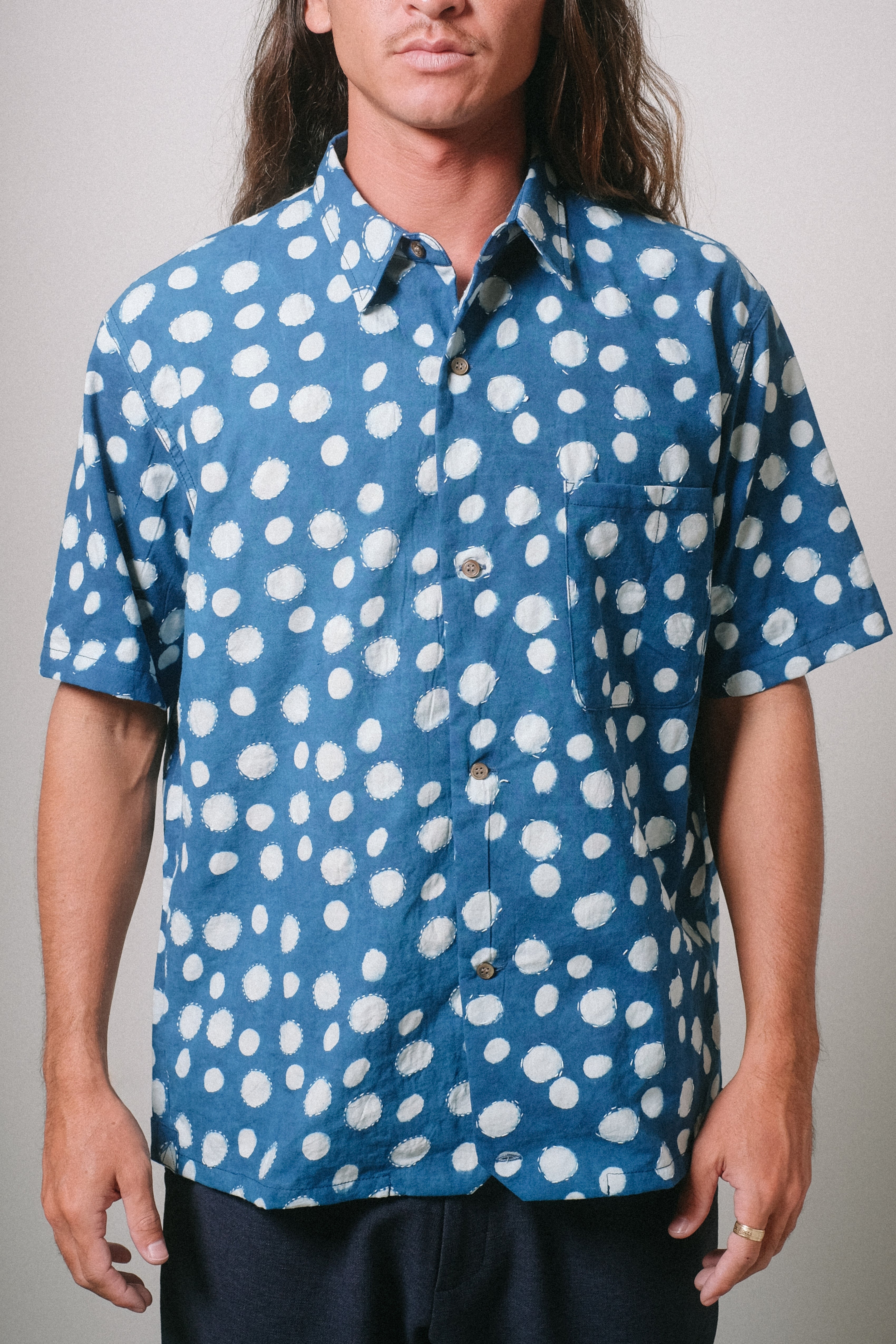 Hapa Jac Shirt - Indigo Bubbles