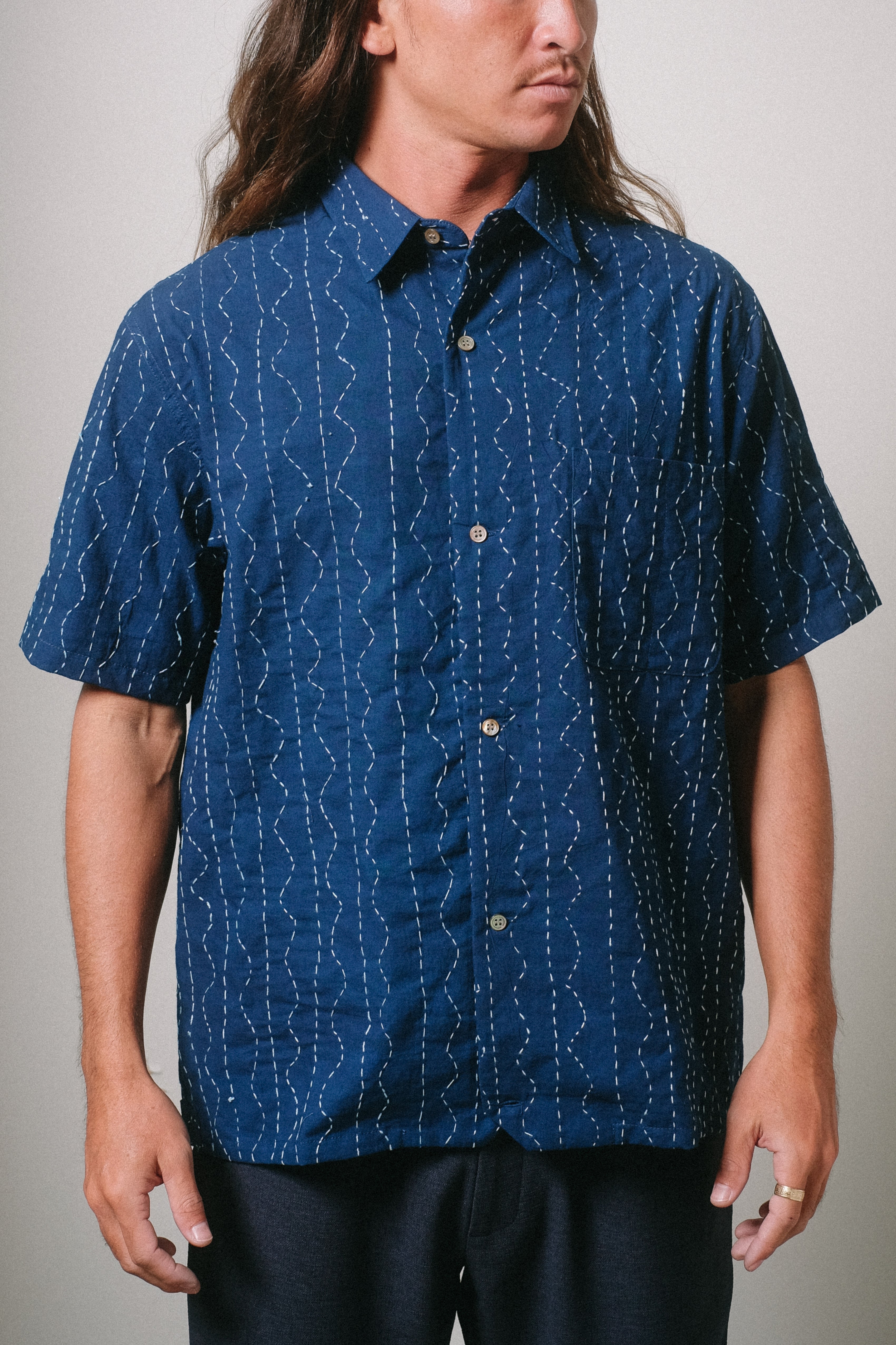 Hapa Jac Shirt - Indigo Stripe