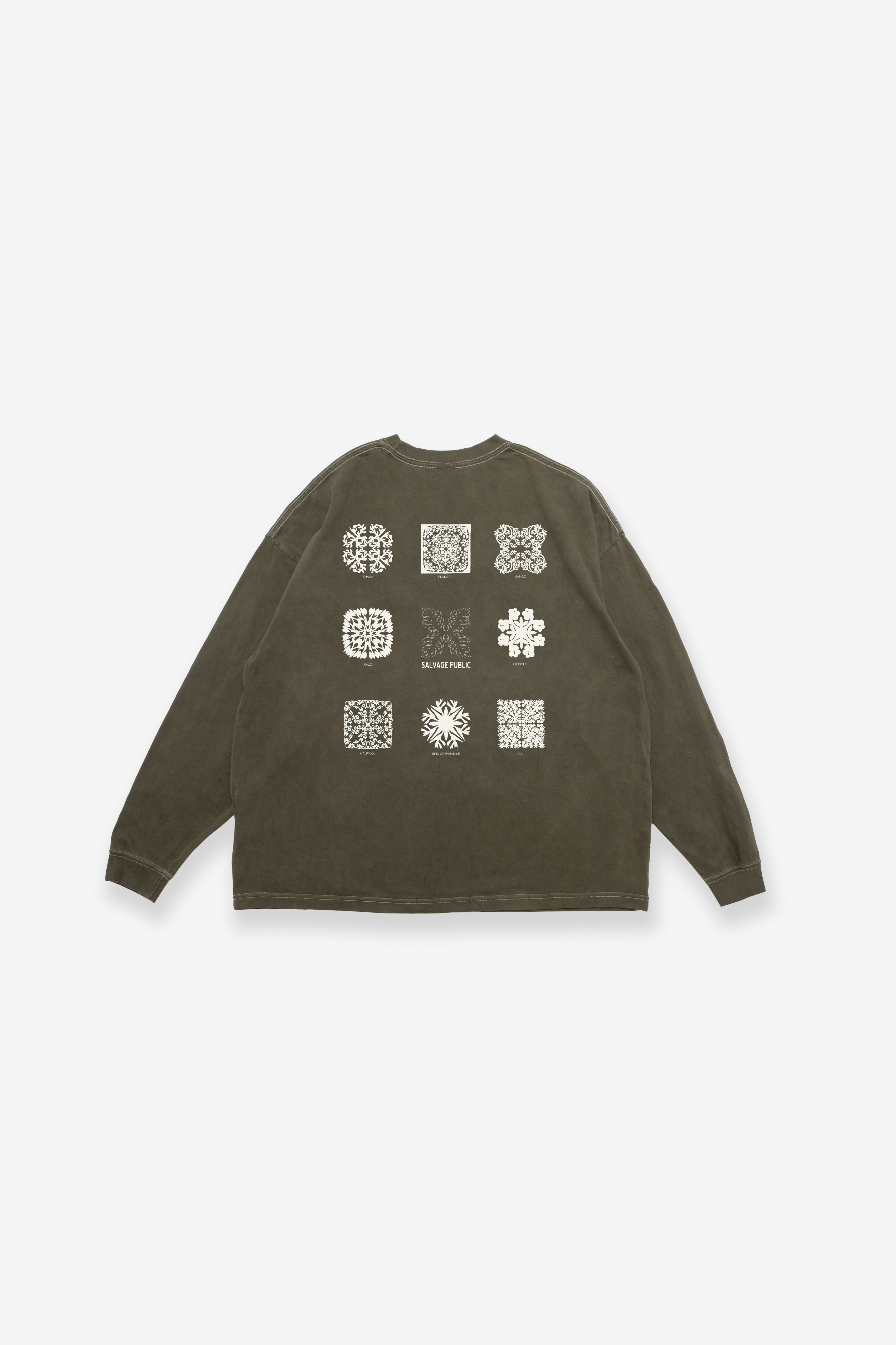 Longsleeve T-Shirt - Hawaiian Quilting - Coffee