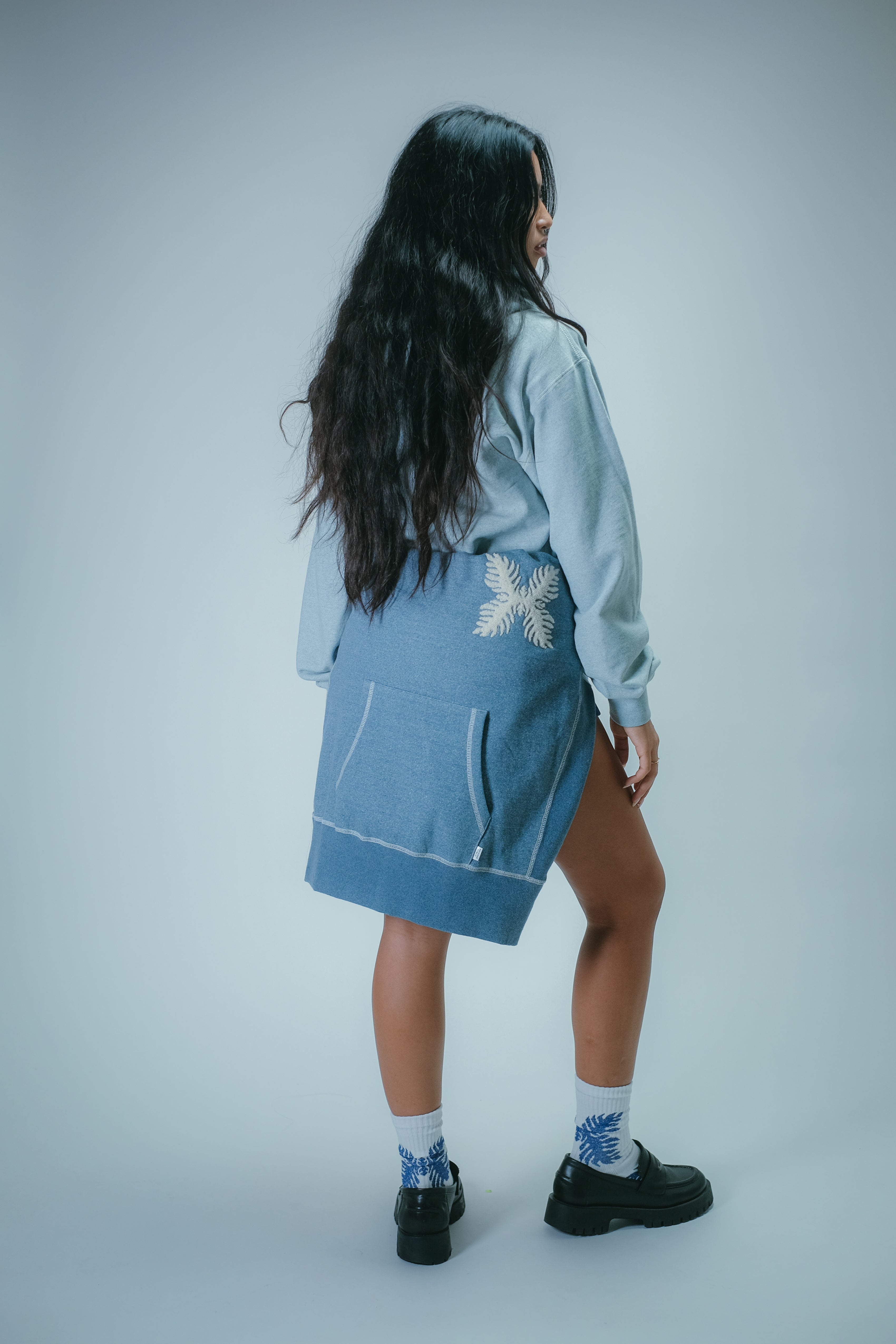 Recycled Denim French Terry Hoodie - Medium Indigo