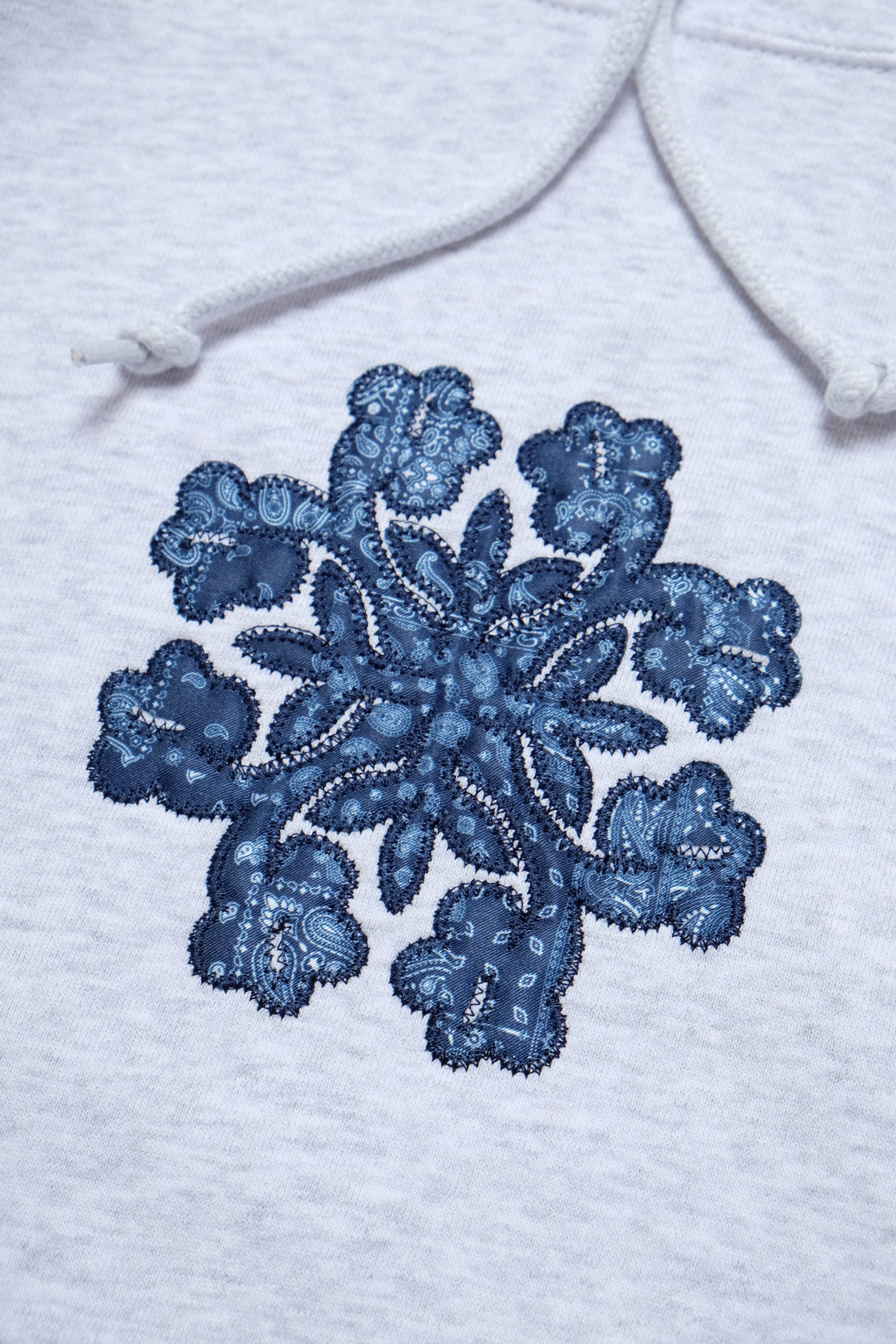 Beach Hoodie - Hibiscus Appliqué - Heather Grey