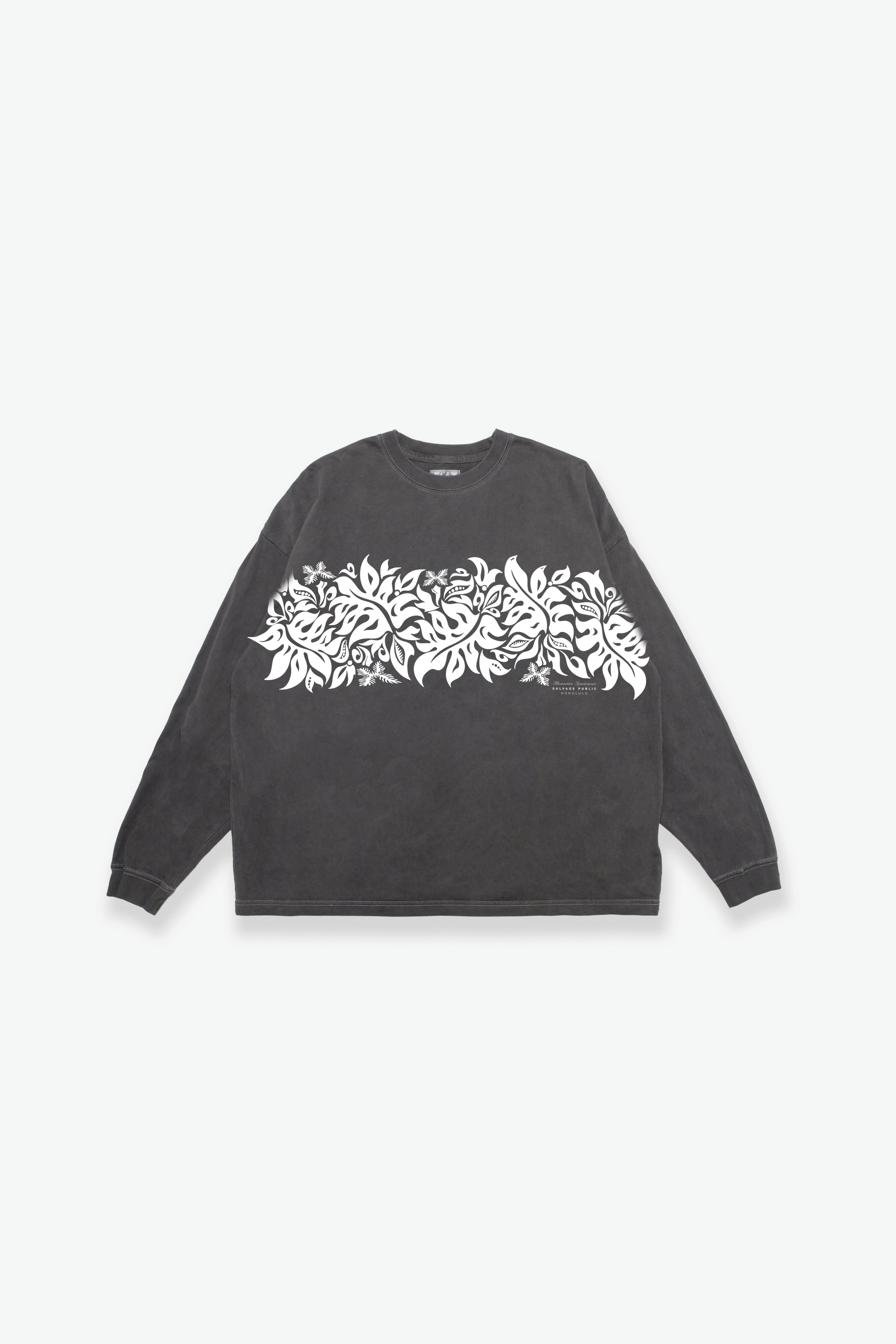 Longsleeve T-Shirt - Laua'e Border - Washed Black