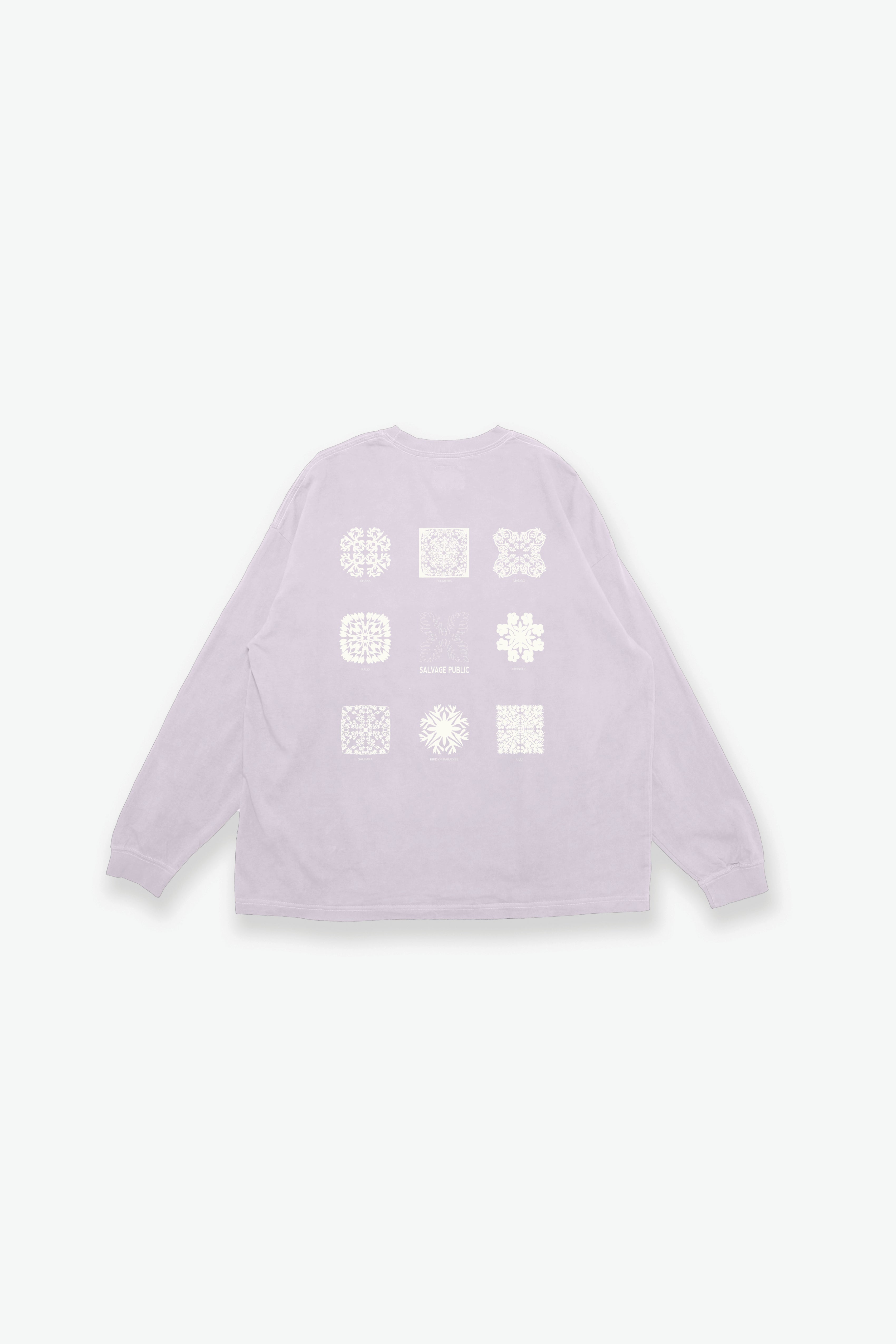 Longsleeve T-Shirt - Hawaiian Quilting - Lavender Gray