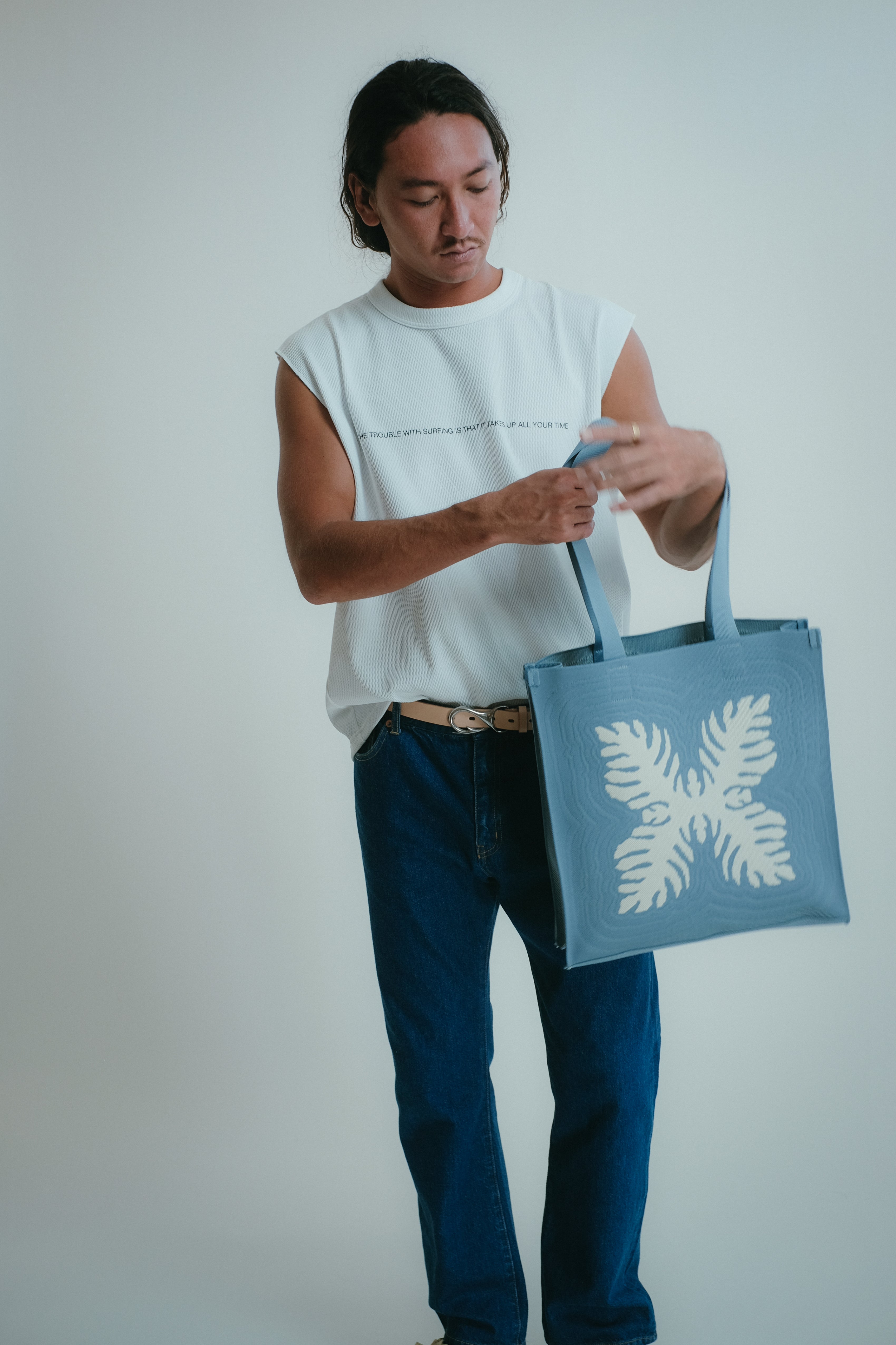 Jacquard Knit Market Bag - Lauaʻe - Blue
