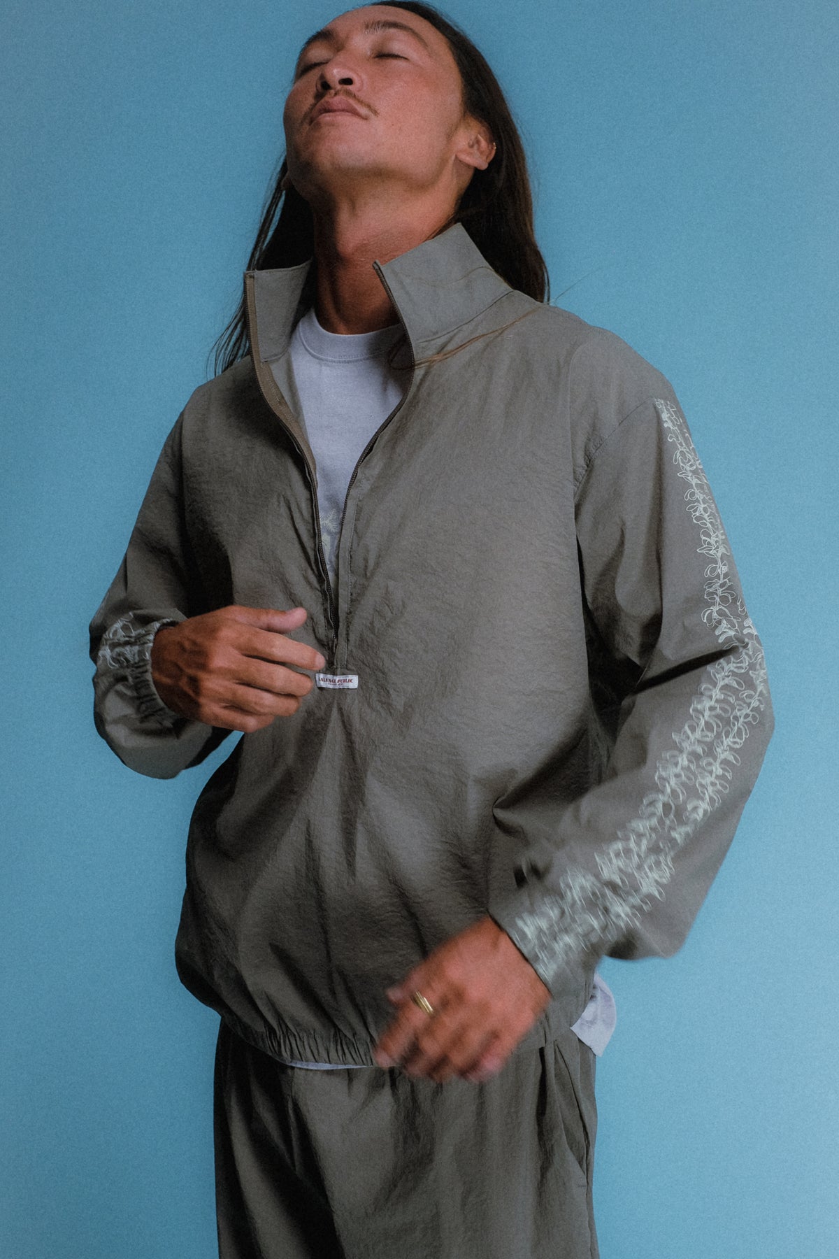 Pepa Nylon Half Zip Shirt - Greige