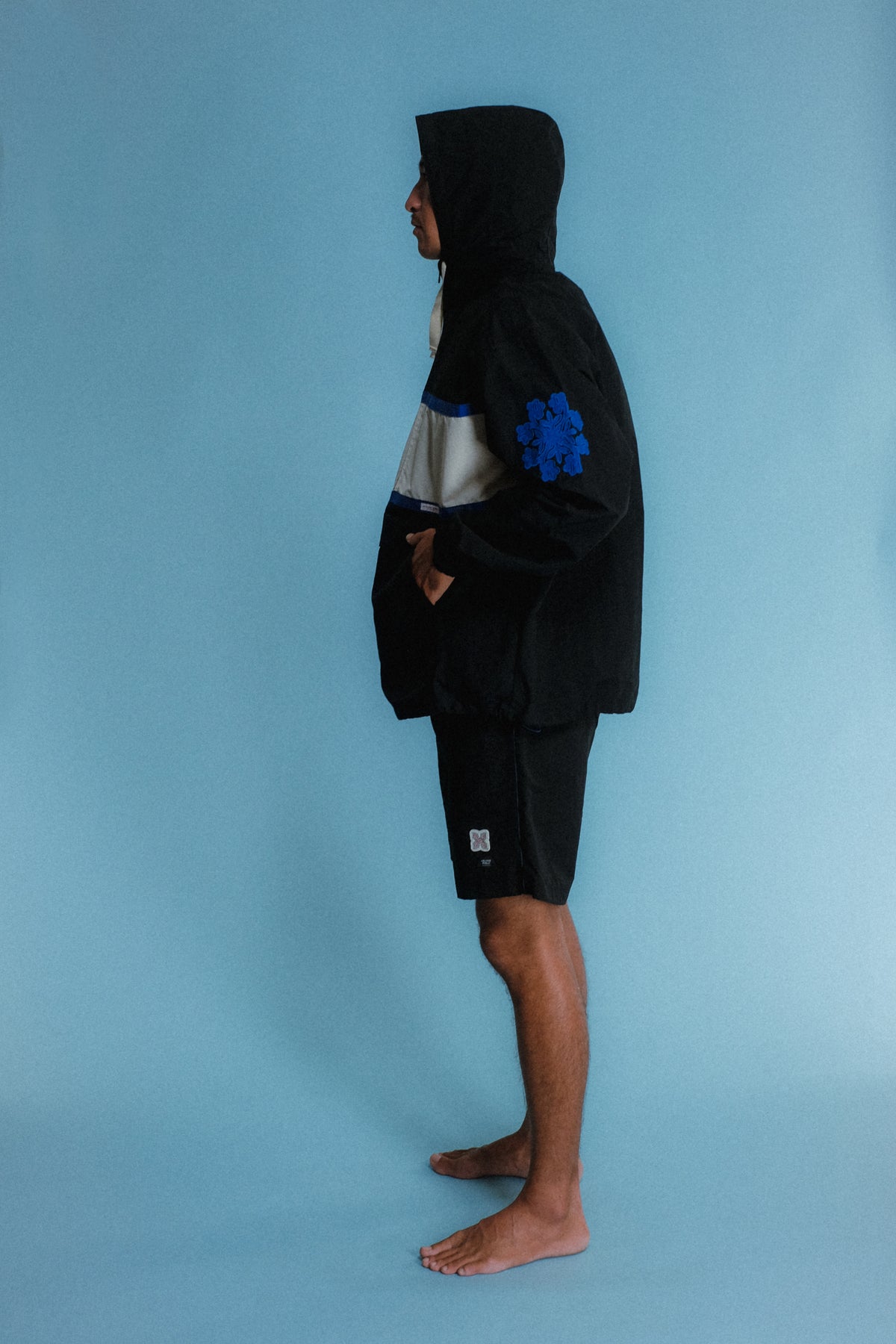 Stripe Anorak Jacket - Black