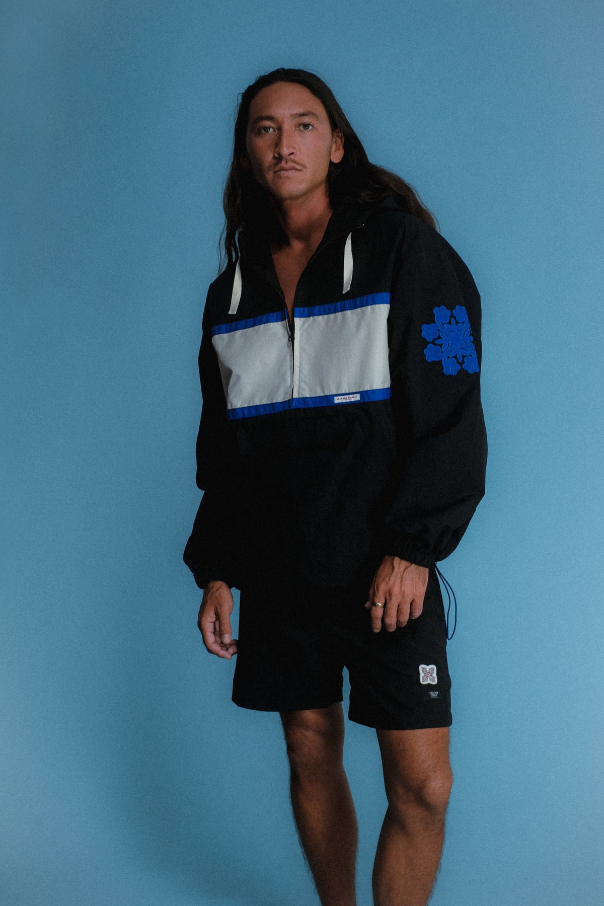 Stripe Anorak Jacket - Black