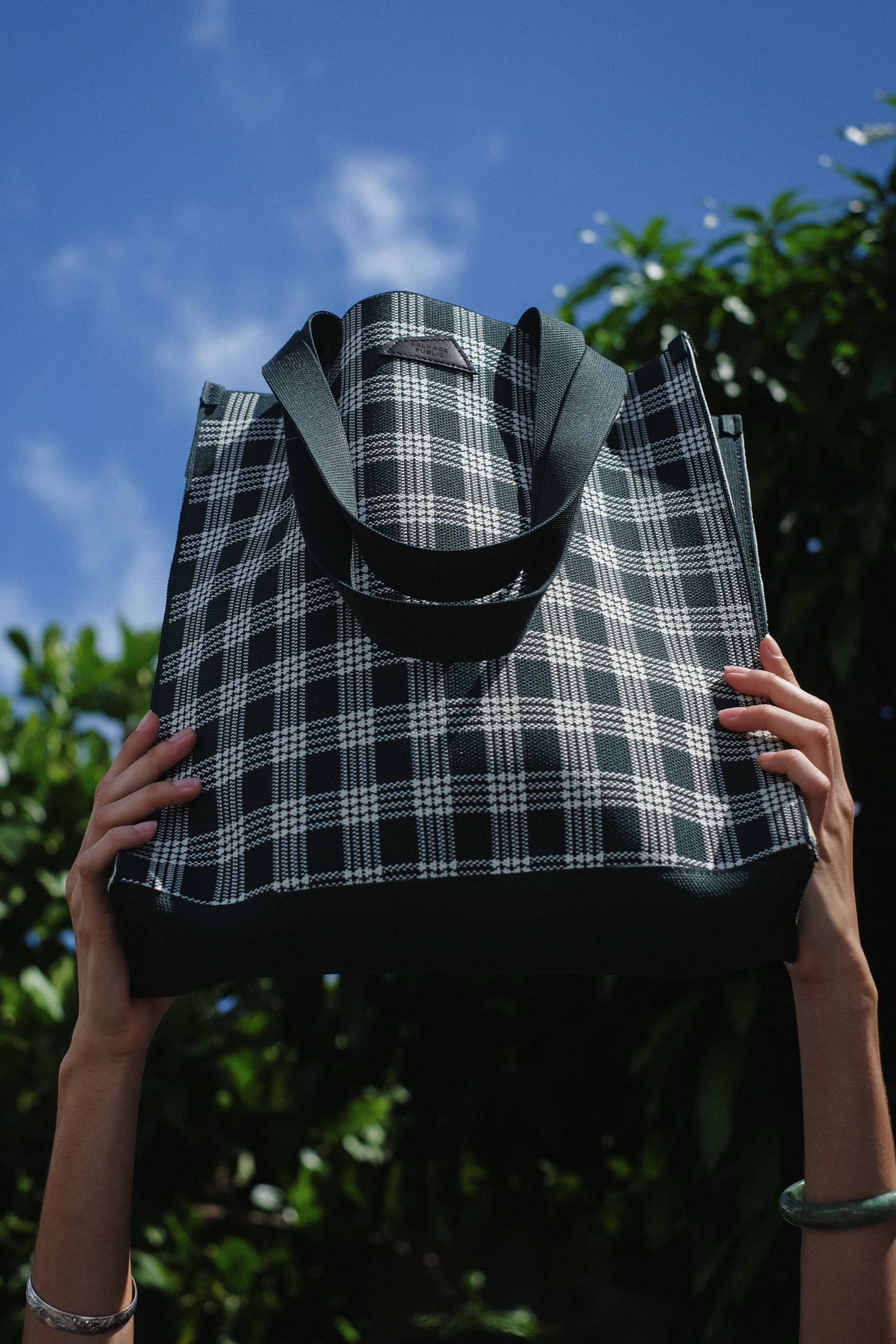 Jacquard Knit Market Bag - Palaka - Forest Green
