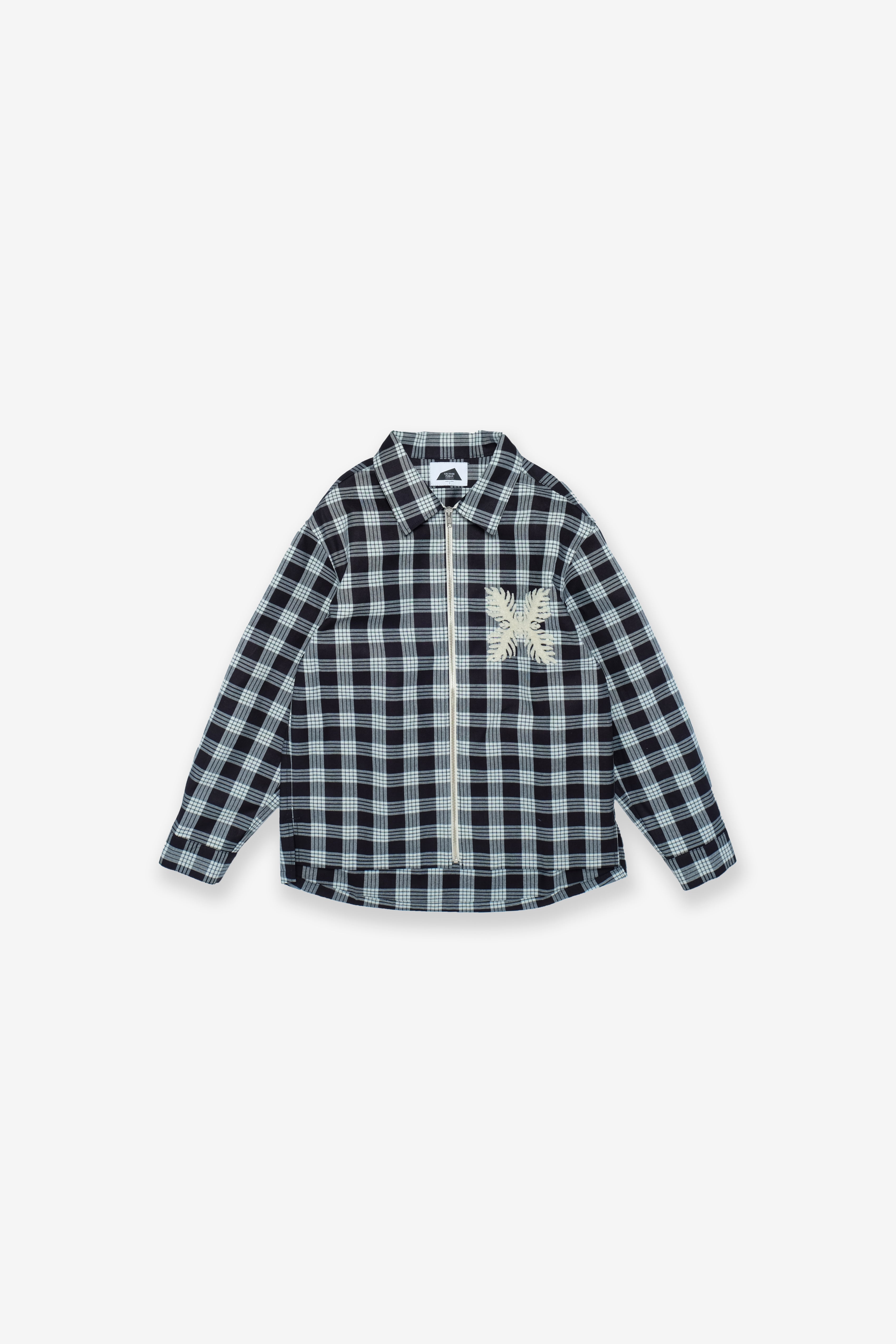Indigo Palaka Zip Shirt Jacket - Dark Indigo