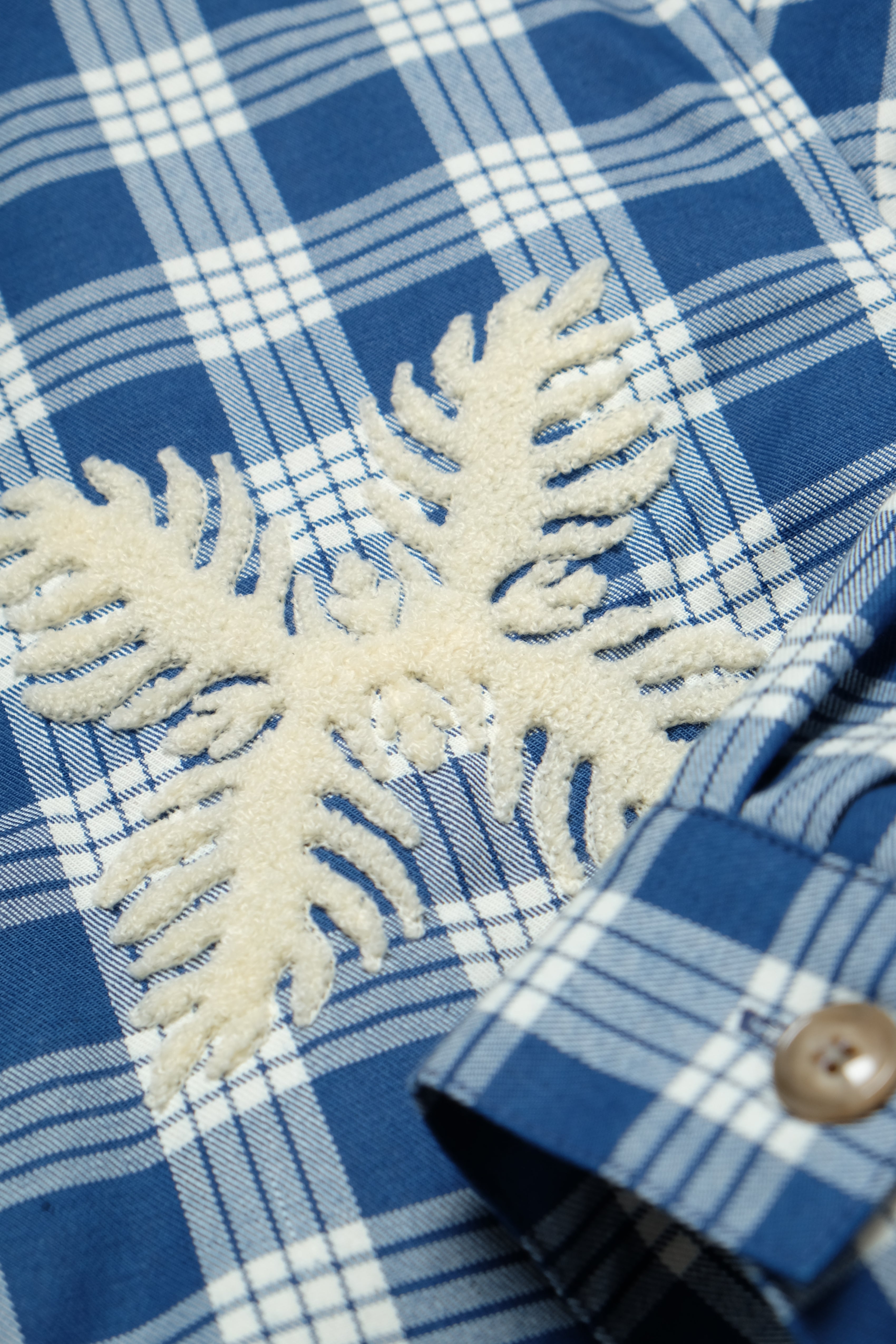 Indigo Palaka Zip Shirt Jacket - Light Indigo