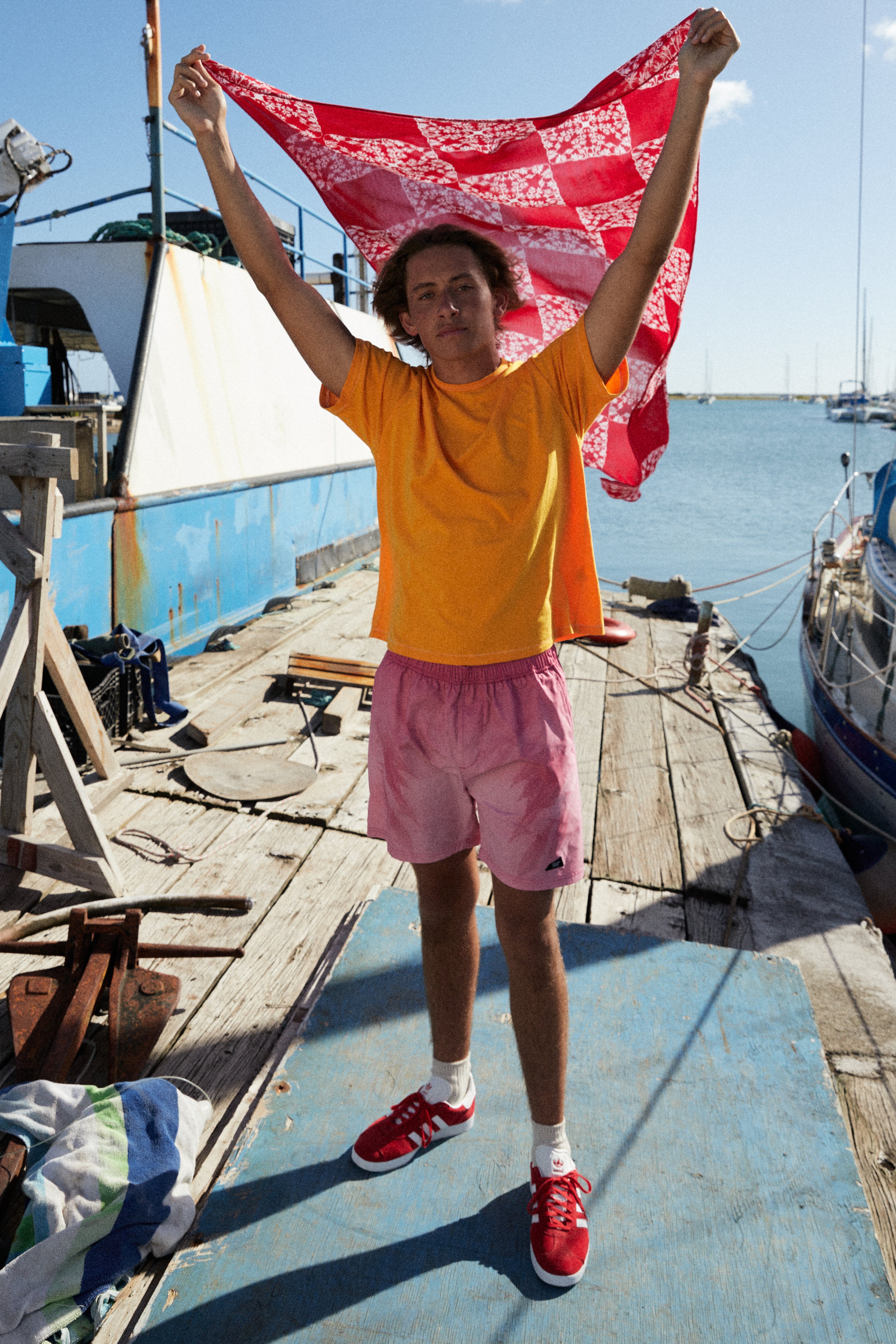 Swim Shorts - Halftone Dolphins - Red