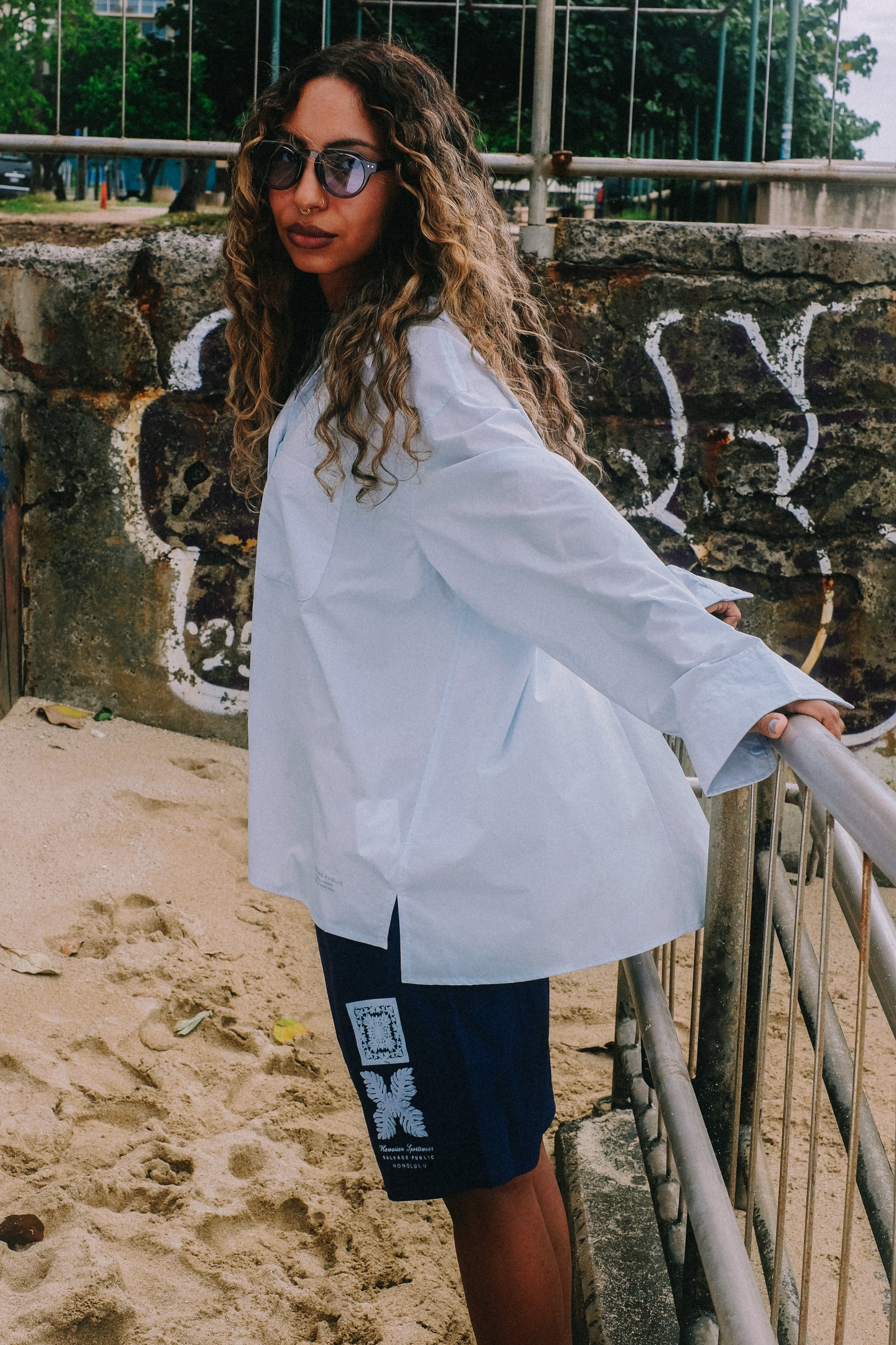 Womenʻs UPF Hooded Shirt - Blue