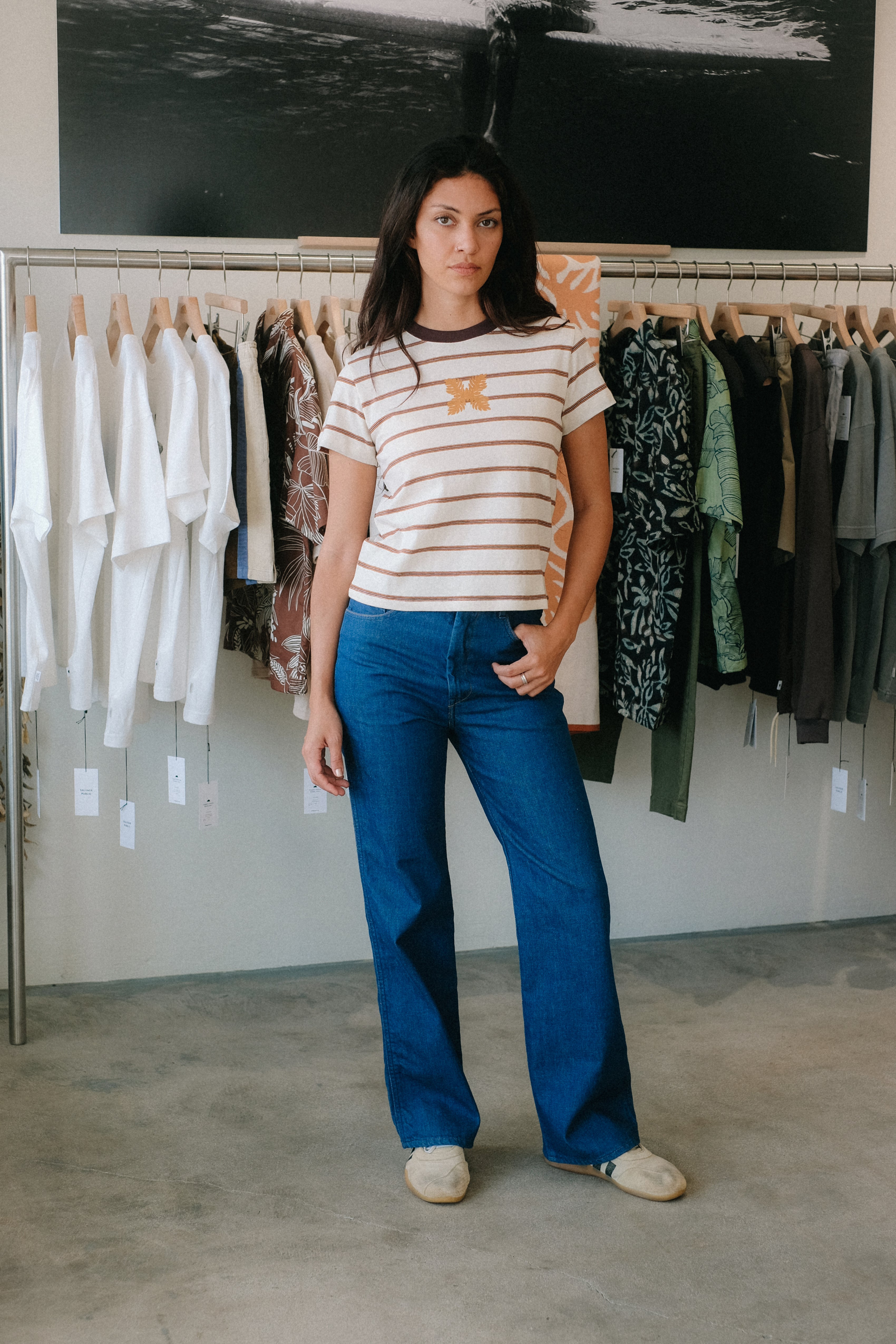 Women's T-Shirt - TomBoy Stripe - Macadamia