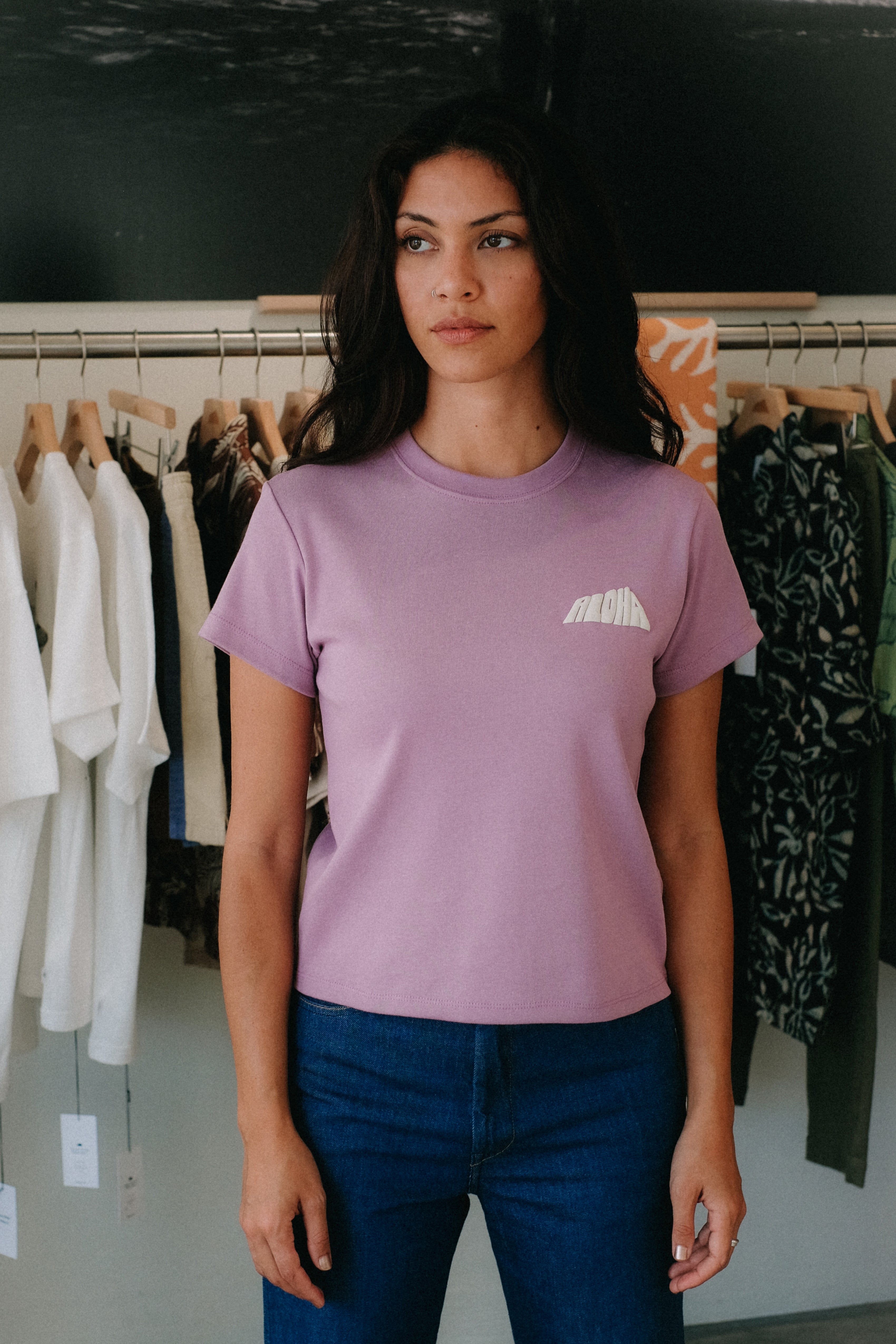 Women's T-Shirt -Aloha Puffy - Washed Orchid