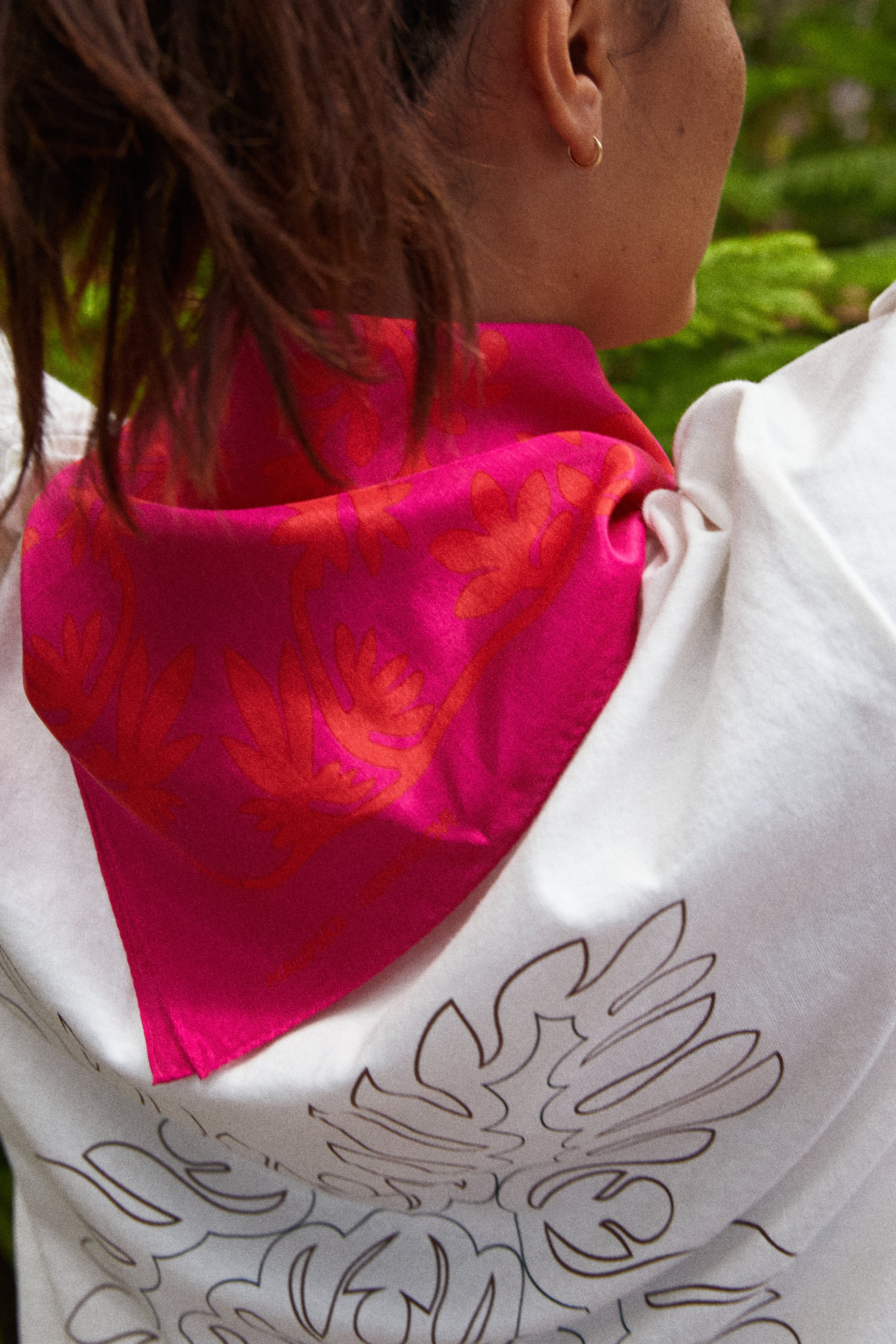 Cotton/Silk Bandana - Naupaka - Dragon Fruit